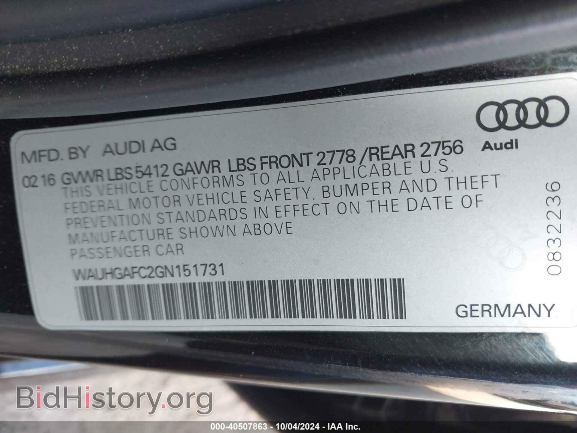2016 AUDI A6 - VIN: WAUHGAFC2GN151731 - Фото 9