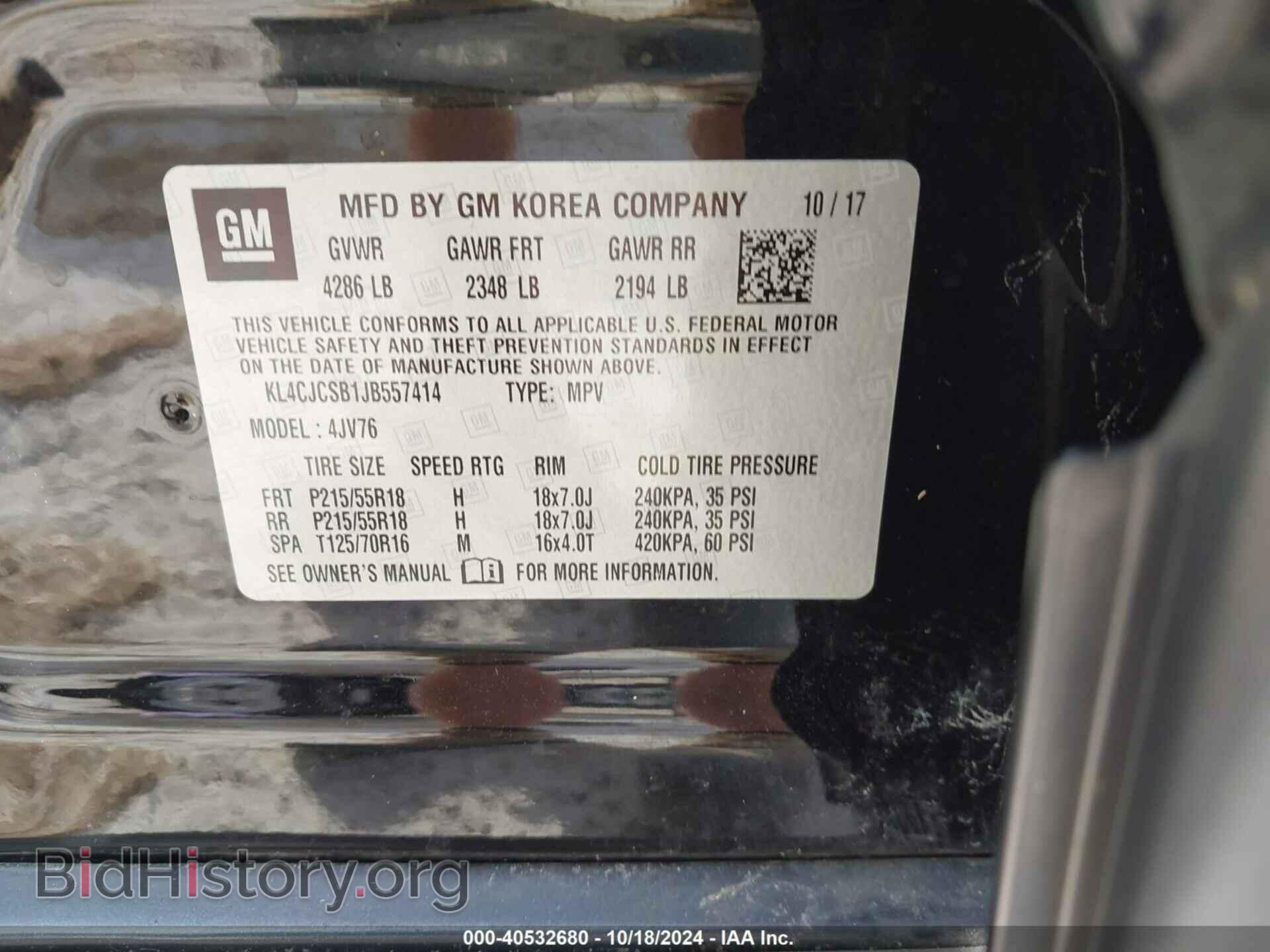 2018 BUICK ENCORE - VIN: KL4CJCSB1JB557414 - Photo 9