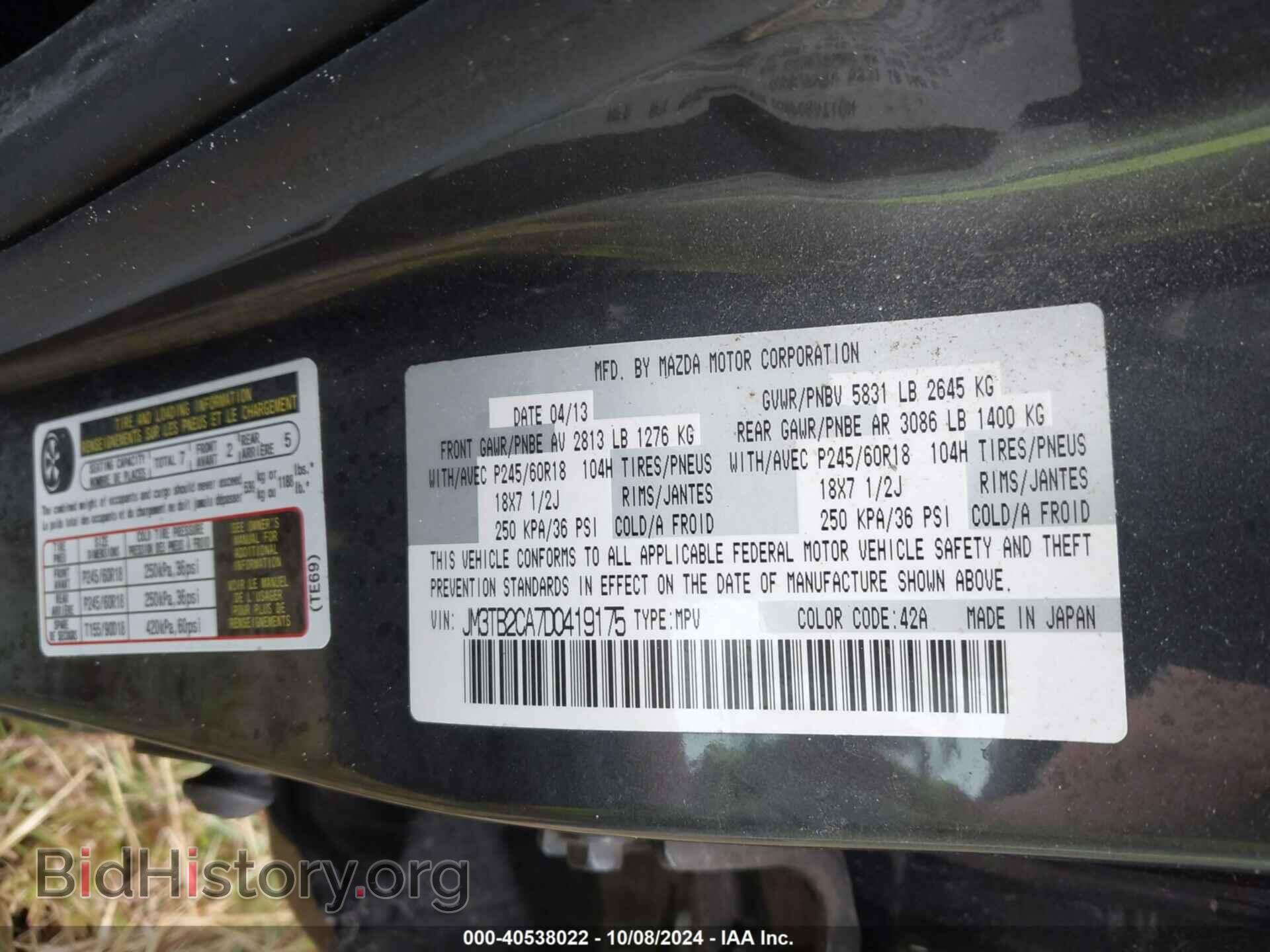 2013 MAZDA CX-9 - VIN: JM3TB2CA7D0419175 - Фото 9