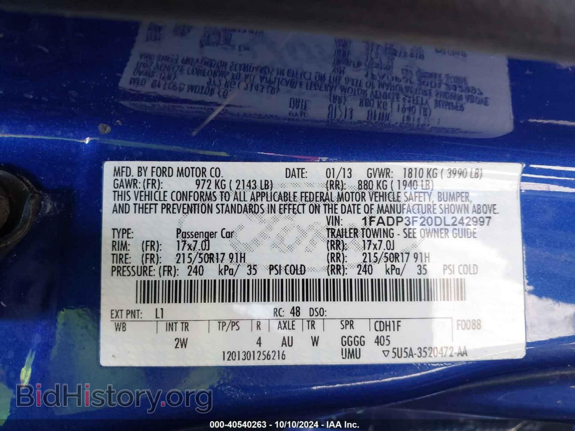 2013 FORD FOCUS - VIN: 1FADP3F20DL242997 - Фото 9