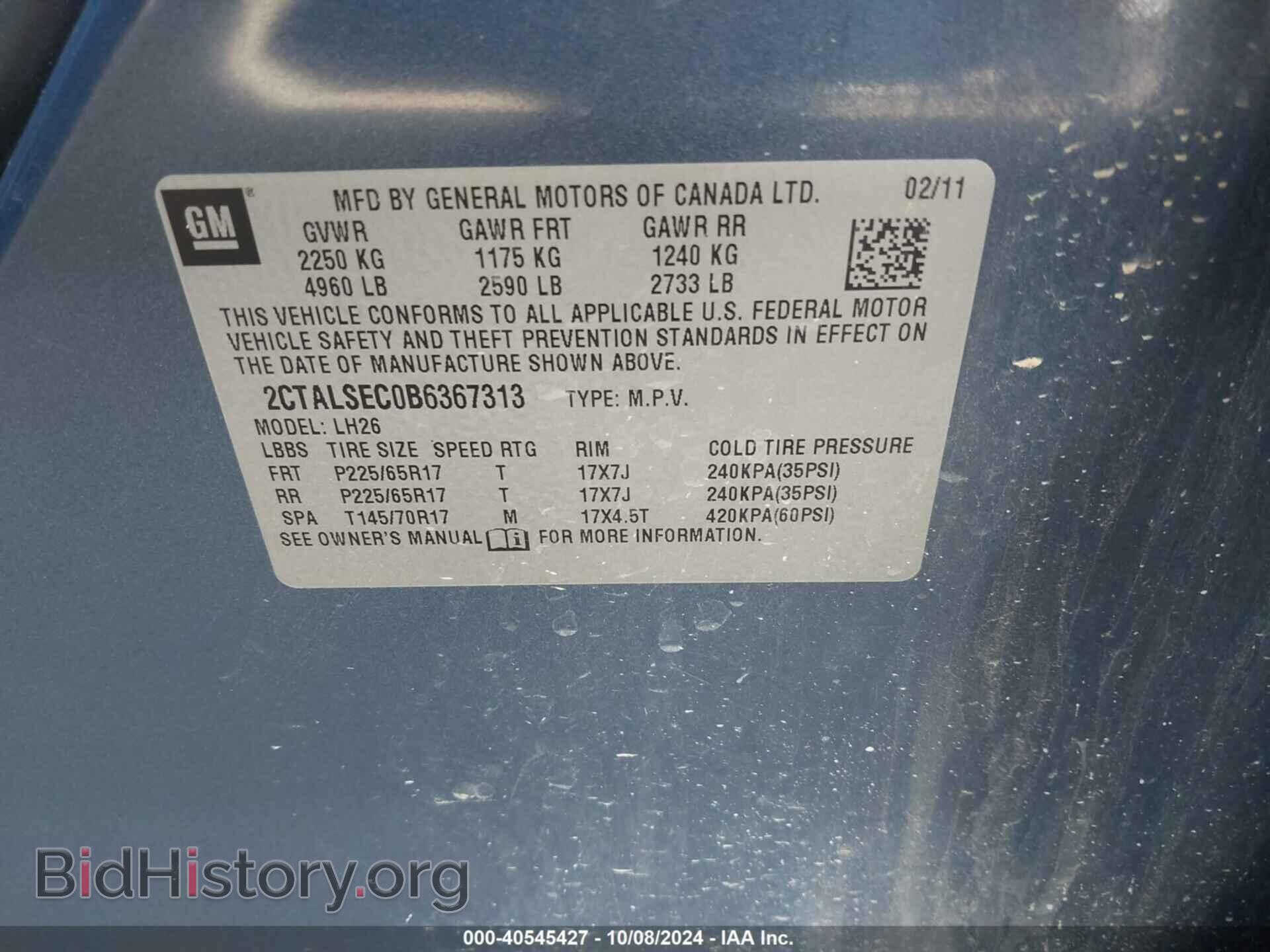 2011 GMC TERRAIN - VIN: 2CTALSEC0B6367313 - Photo 9