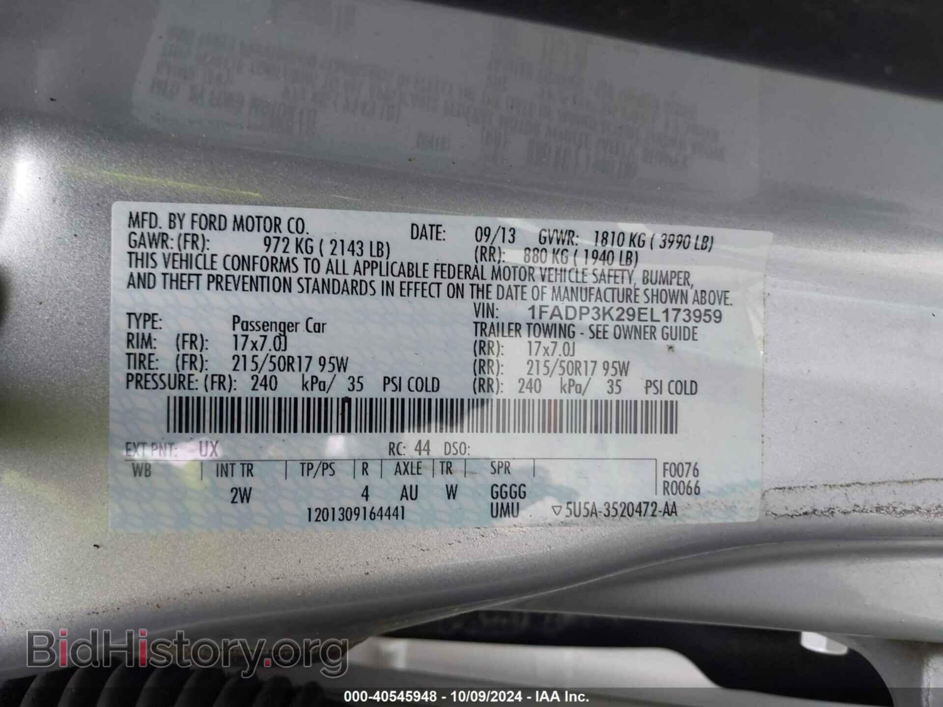2014 FORD FOCUS - VIN: 1FADP3K29EL173959 - Photo 9