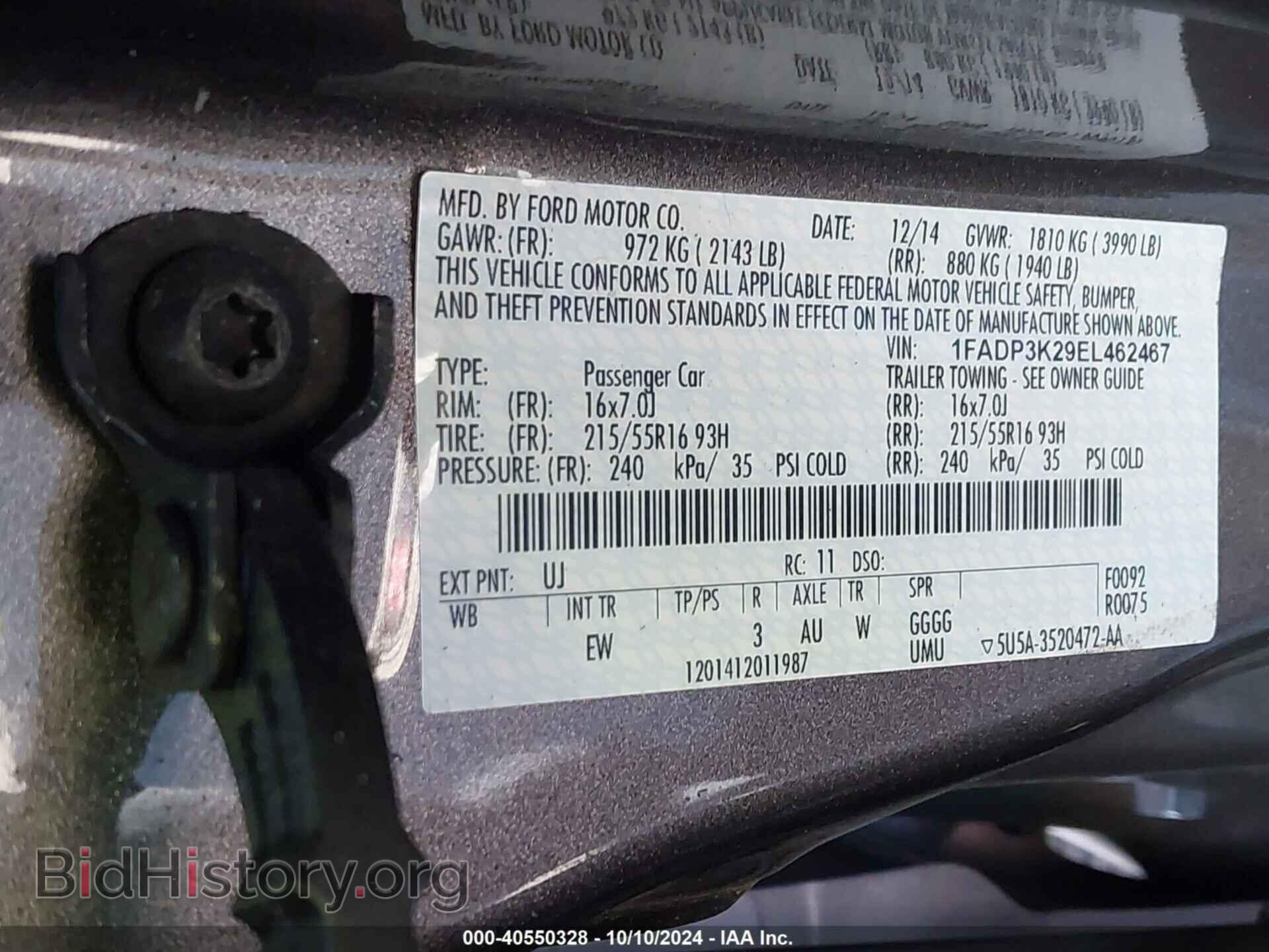 2014 FORD FOCUS - VIN: 1FADP3K29EL462467 - Фото 9