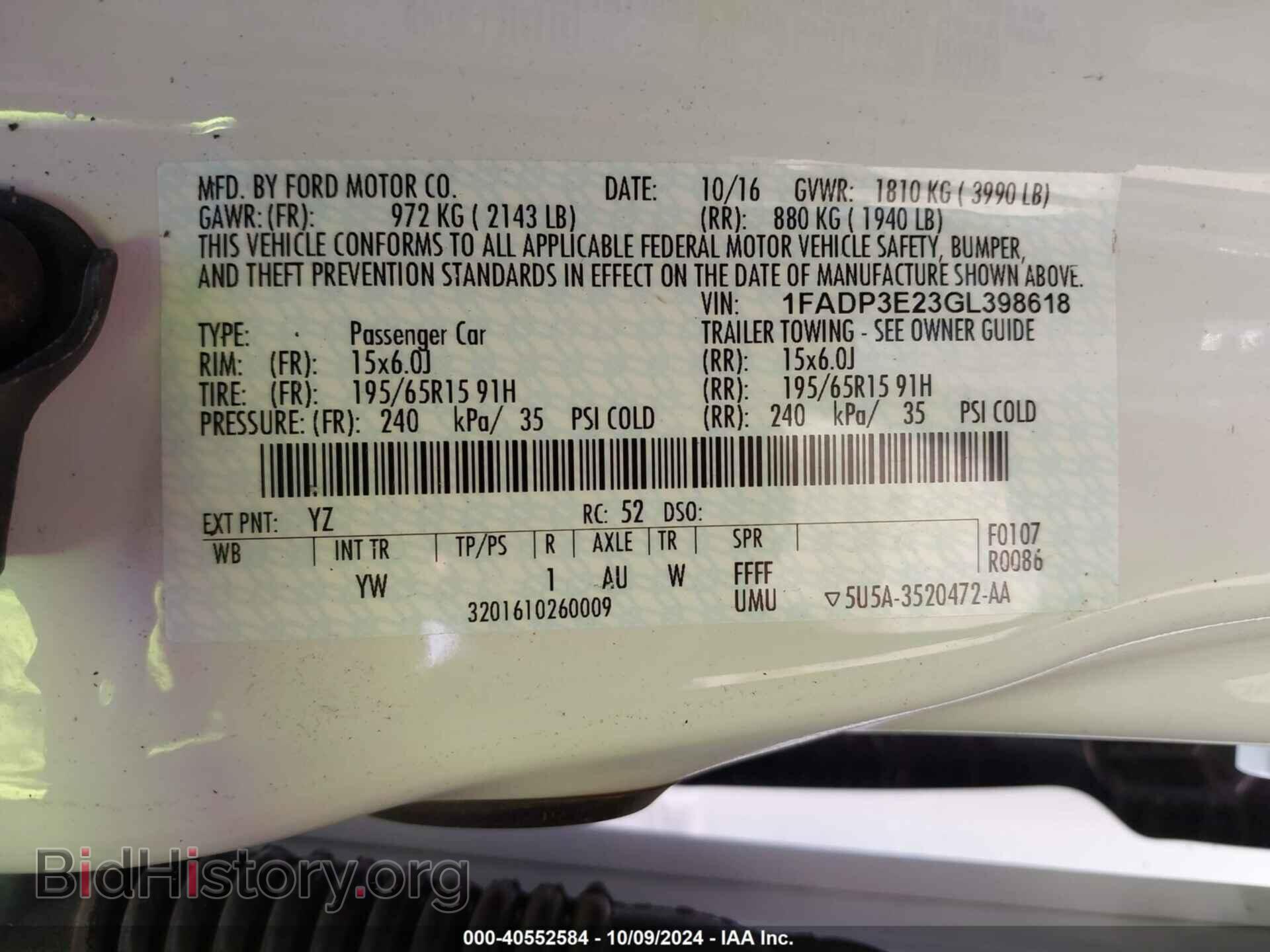 2016 FORD FOCUS - VIN: 1FADP3E23GL398618 - Фото 9