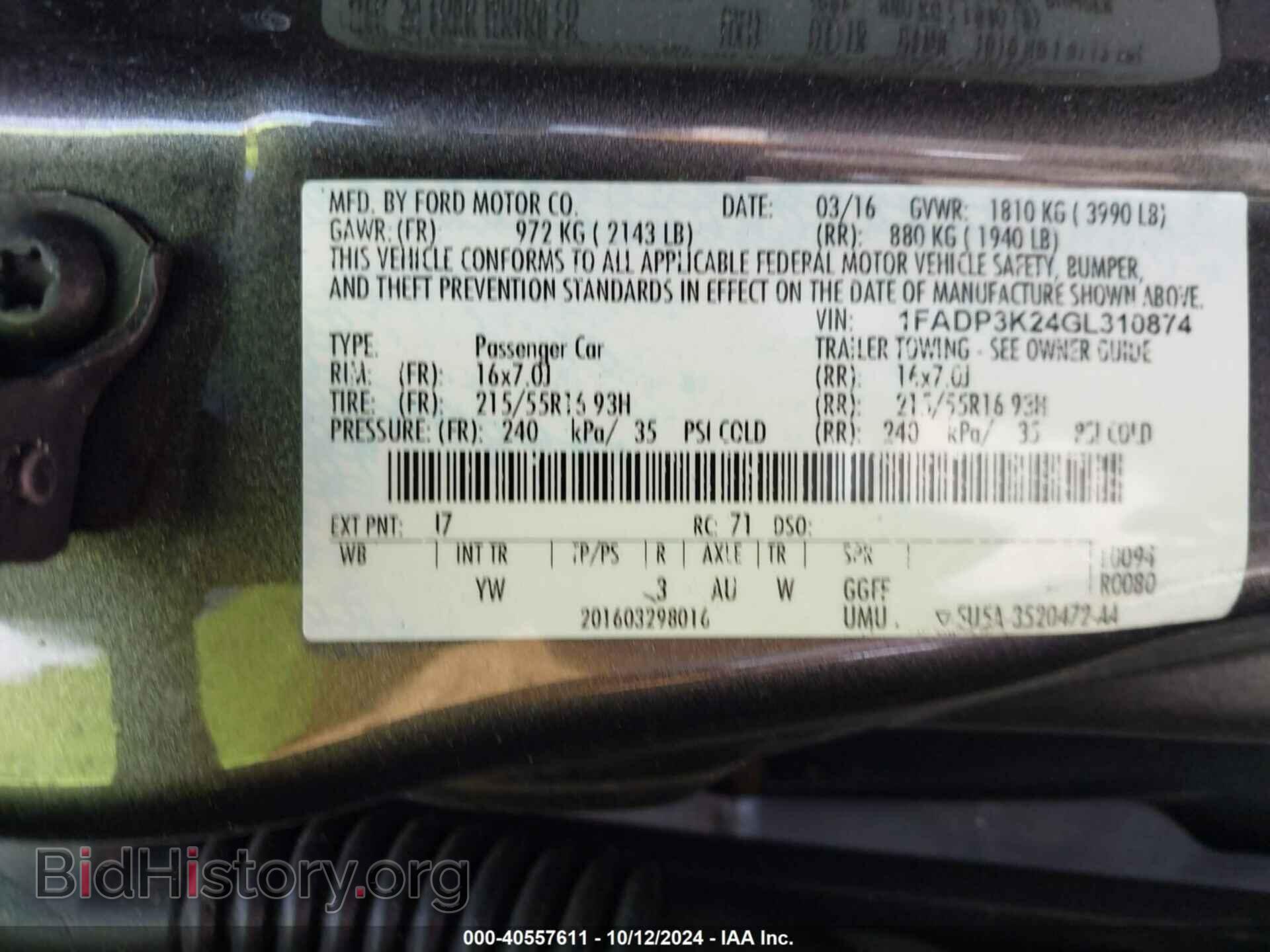 2016 FORD FOCUS - VIN: 1FADP3K24GL310874 - Фото 9