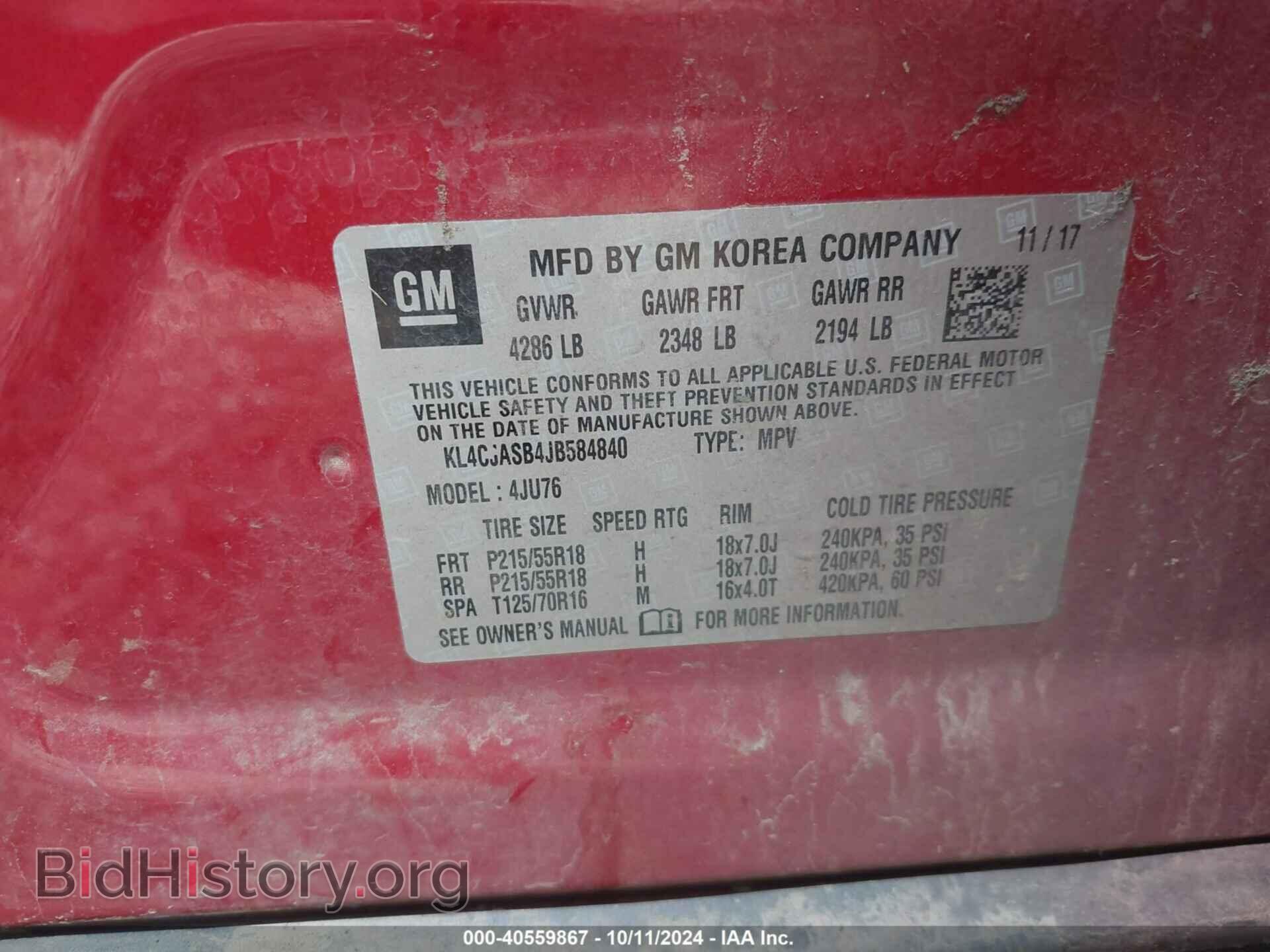 2018 BUICK ENCORE - VIN: KL4CJASB4JB584840 - Photo 9