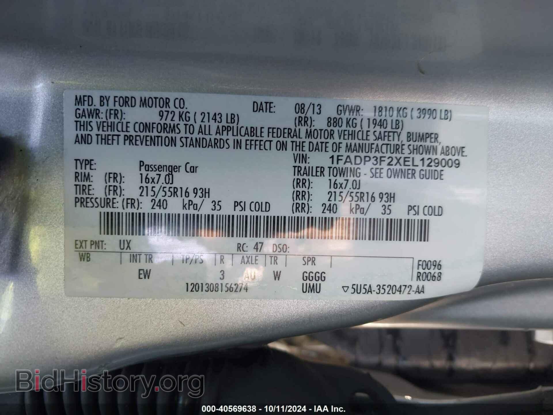2014 FORD FOCUS - VIN: 1FADP3F2XEL129009 - Фото 9