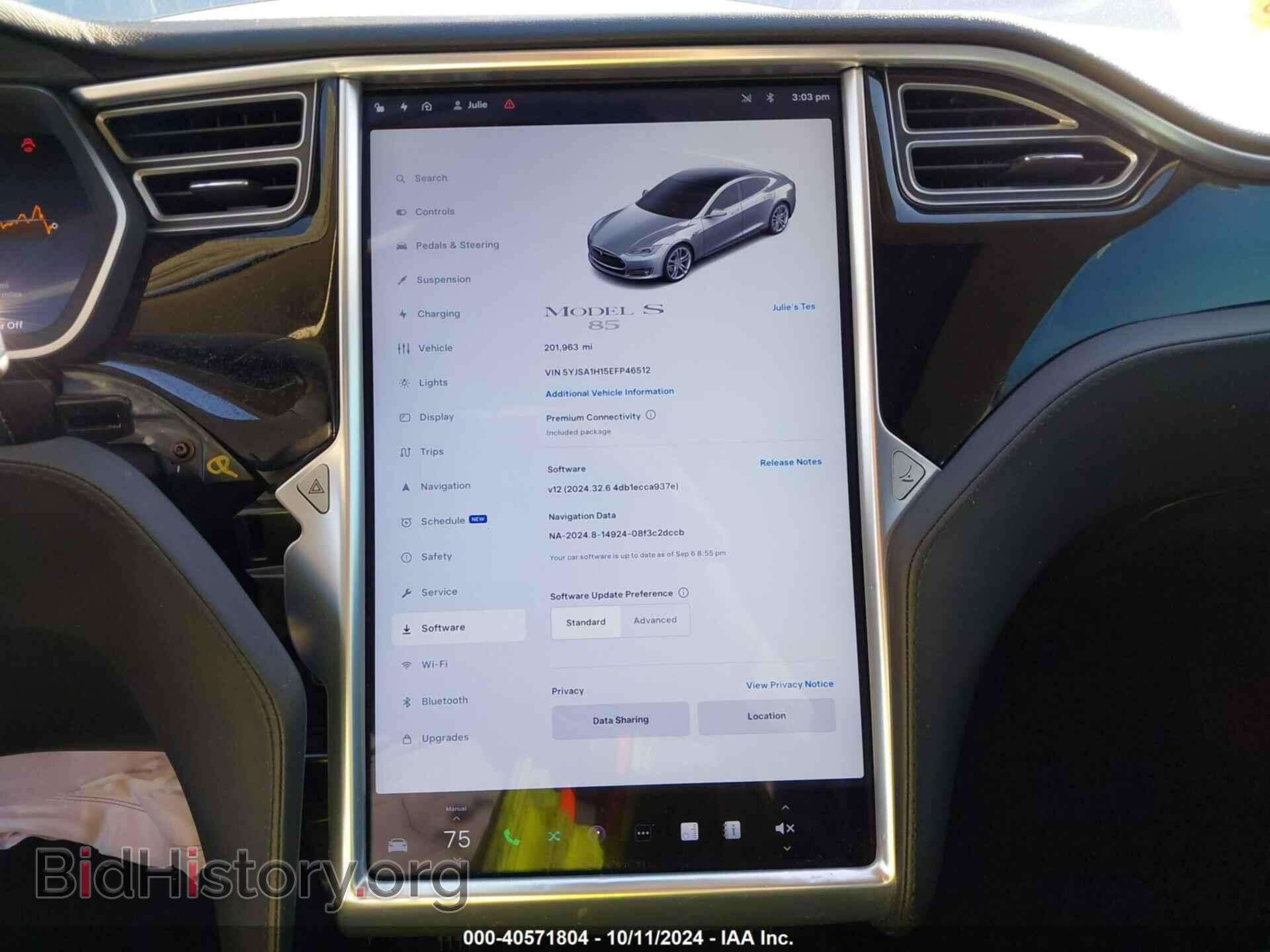 2014 TESLA MODEL S - VIN: 5YJSA1H15EFP46512 - Photo 17