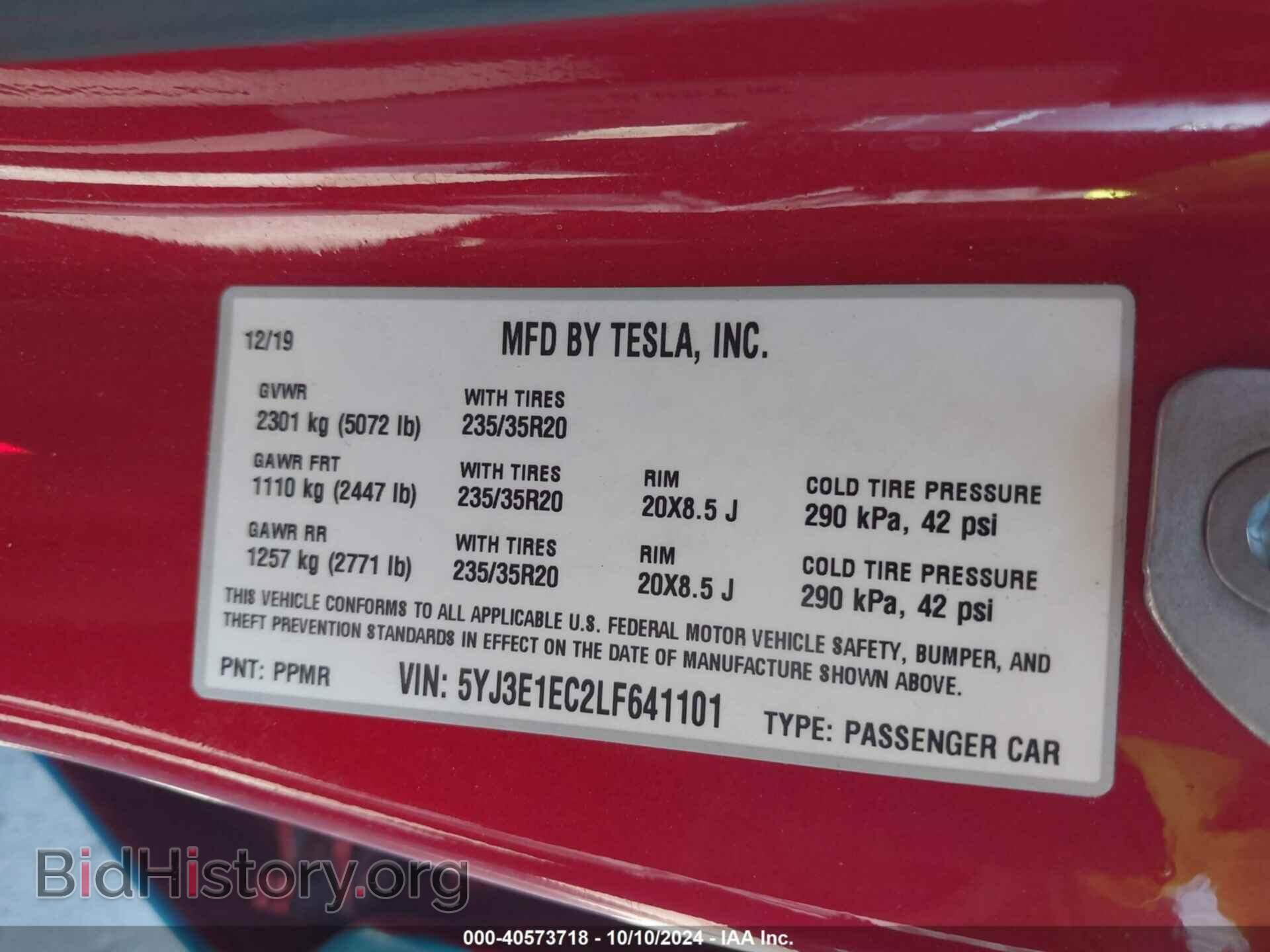 2020 TESLA MODEL 3 - VIN: 5YJ3E1EC2LF641101 - Фото 9