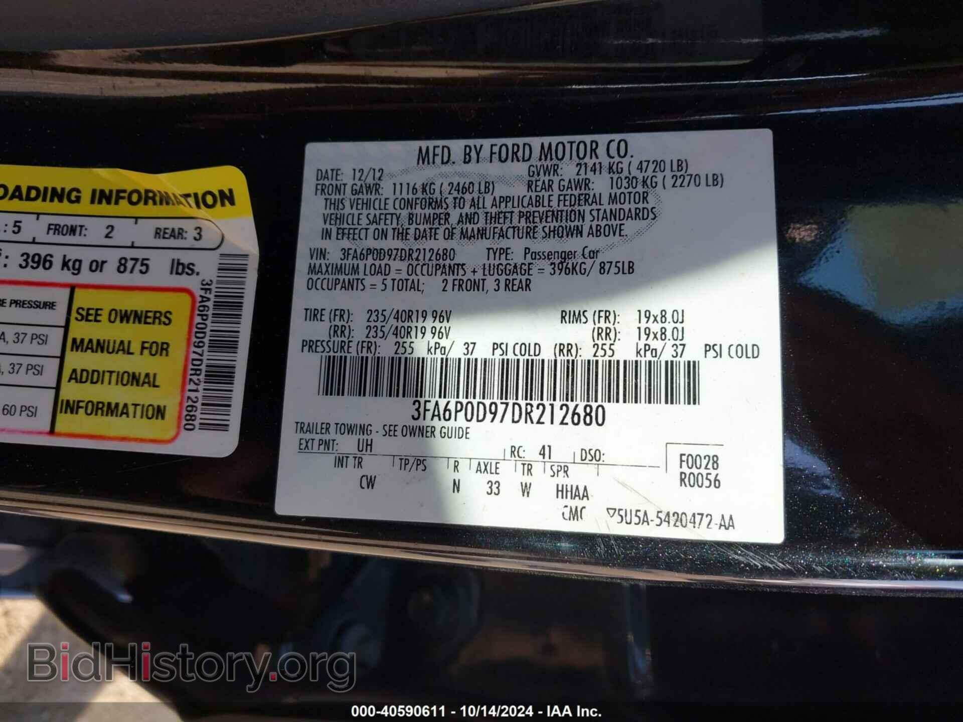 2013 FORD FUSION - VIN: 3FA6P0D97DR212680 - Photo 9