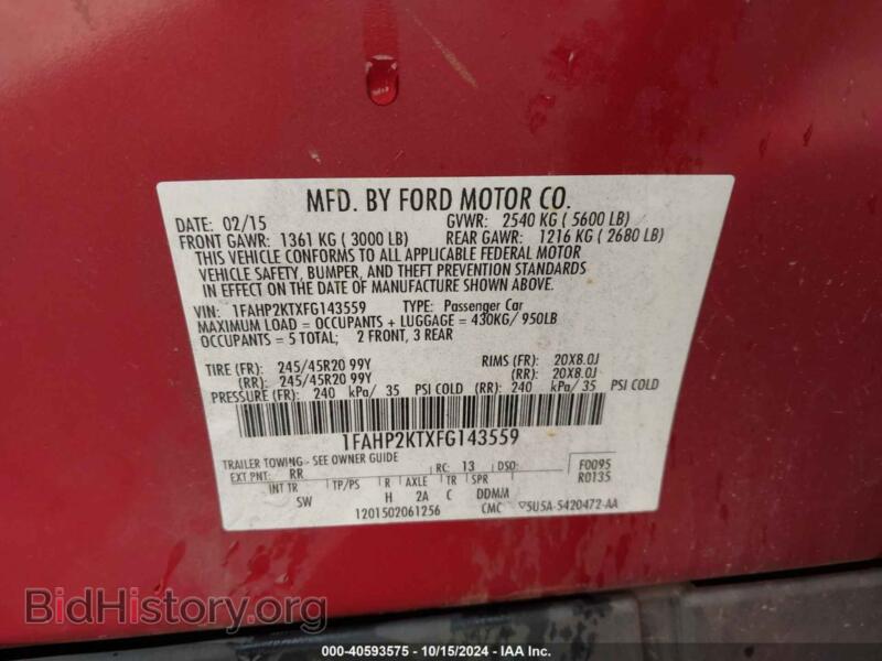 2015 Ford TAURUS (VIN 1FAHP2KTXFG143559) — photo 9 of 16