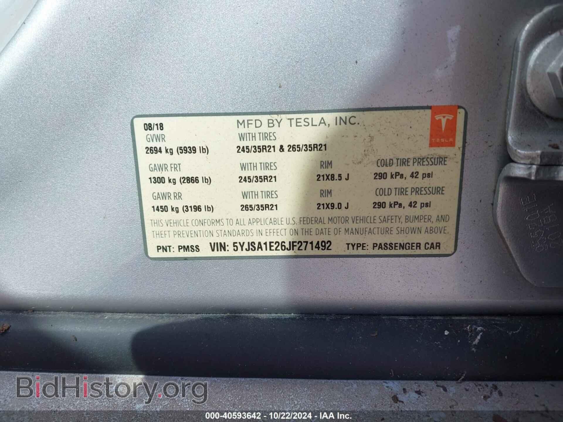 2018 TESLA MODEL S - VIN: 5YJSA1E26JF271492 - Photo 9