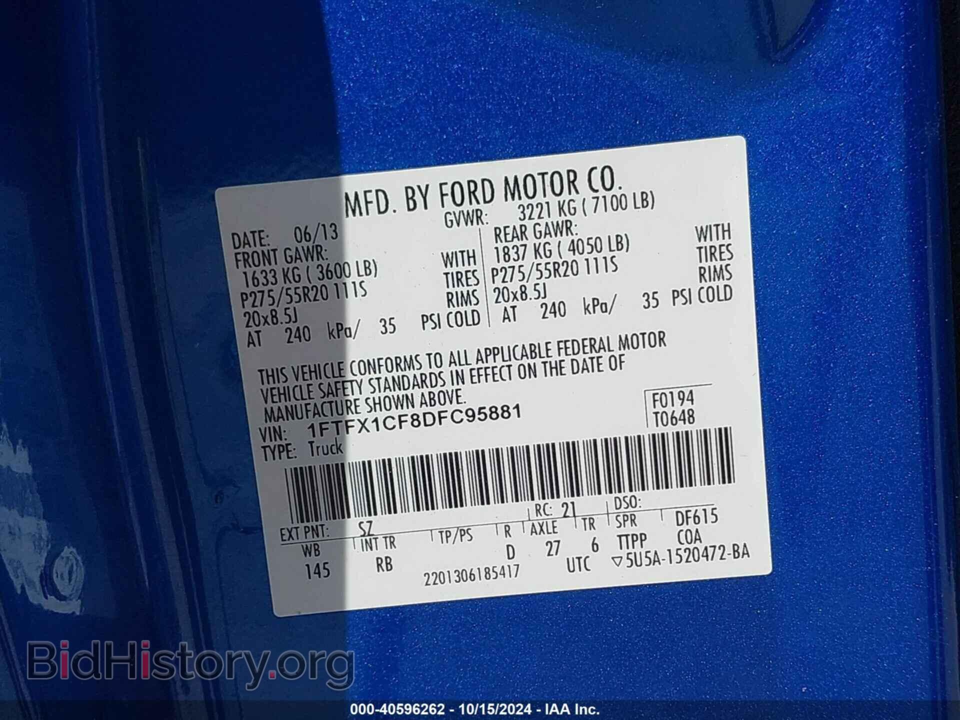 2013 FORD F-150 - VIN: 1FTFX1CF8DFC95881 - Photo 9