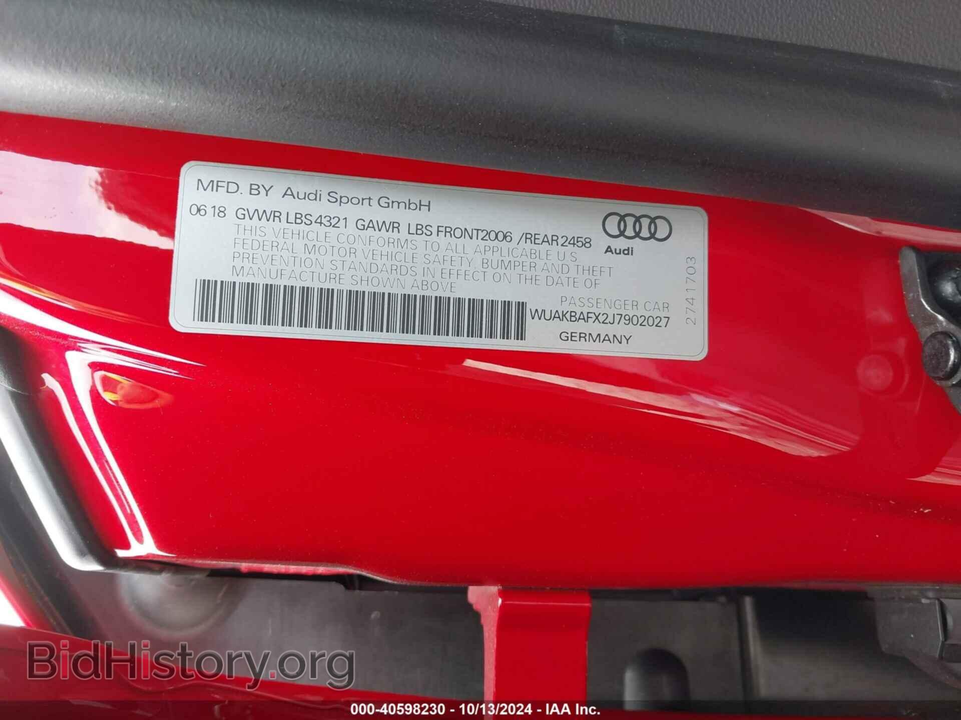 2018 AUDI R8 - VIN: WUAKBAFX2J7902027 - Фото 9