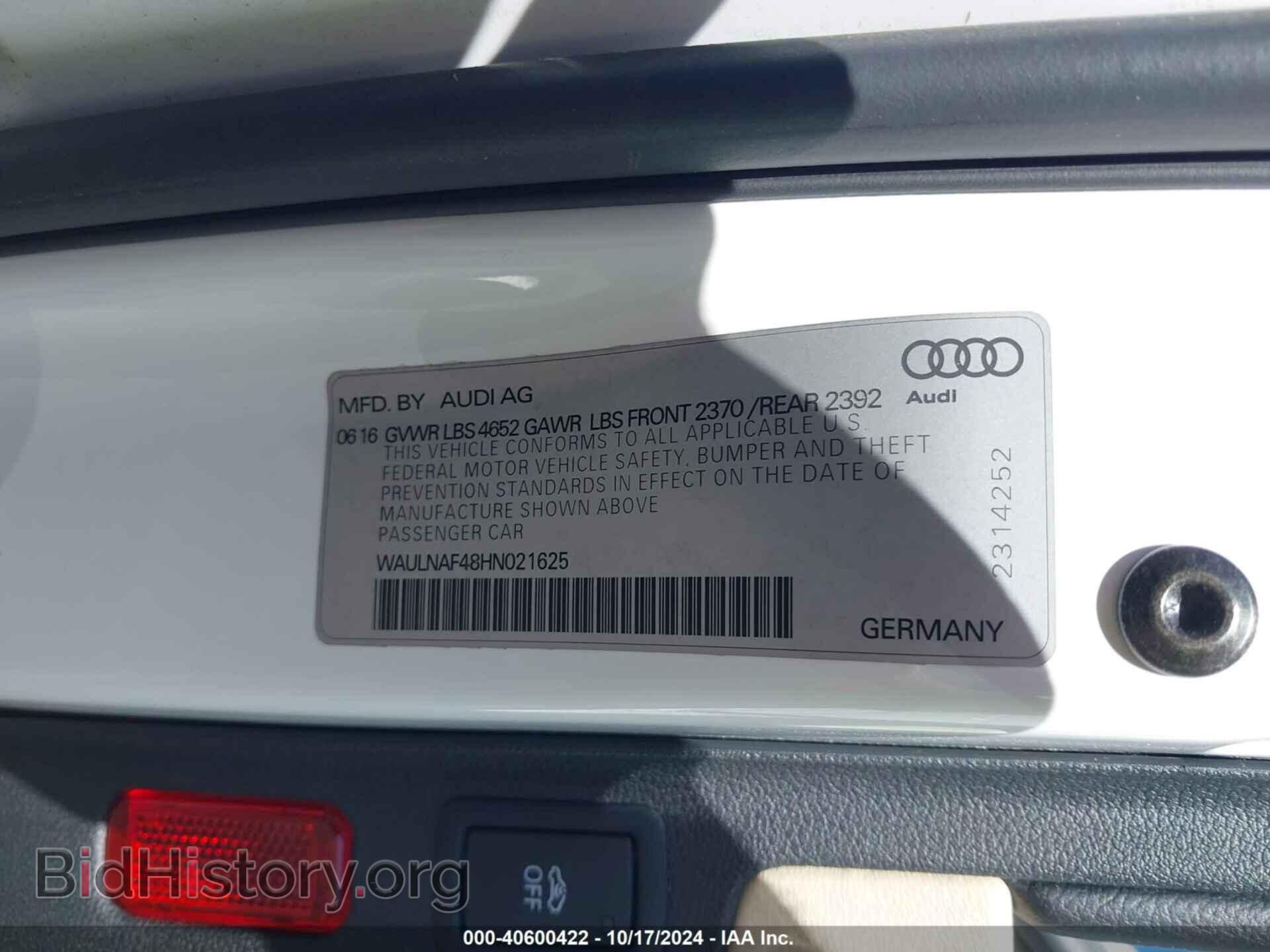 2017 AUDI A4 - VIN: WAULNAF48HN021625 - Фото 9