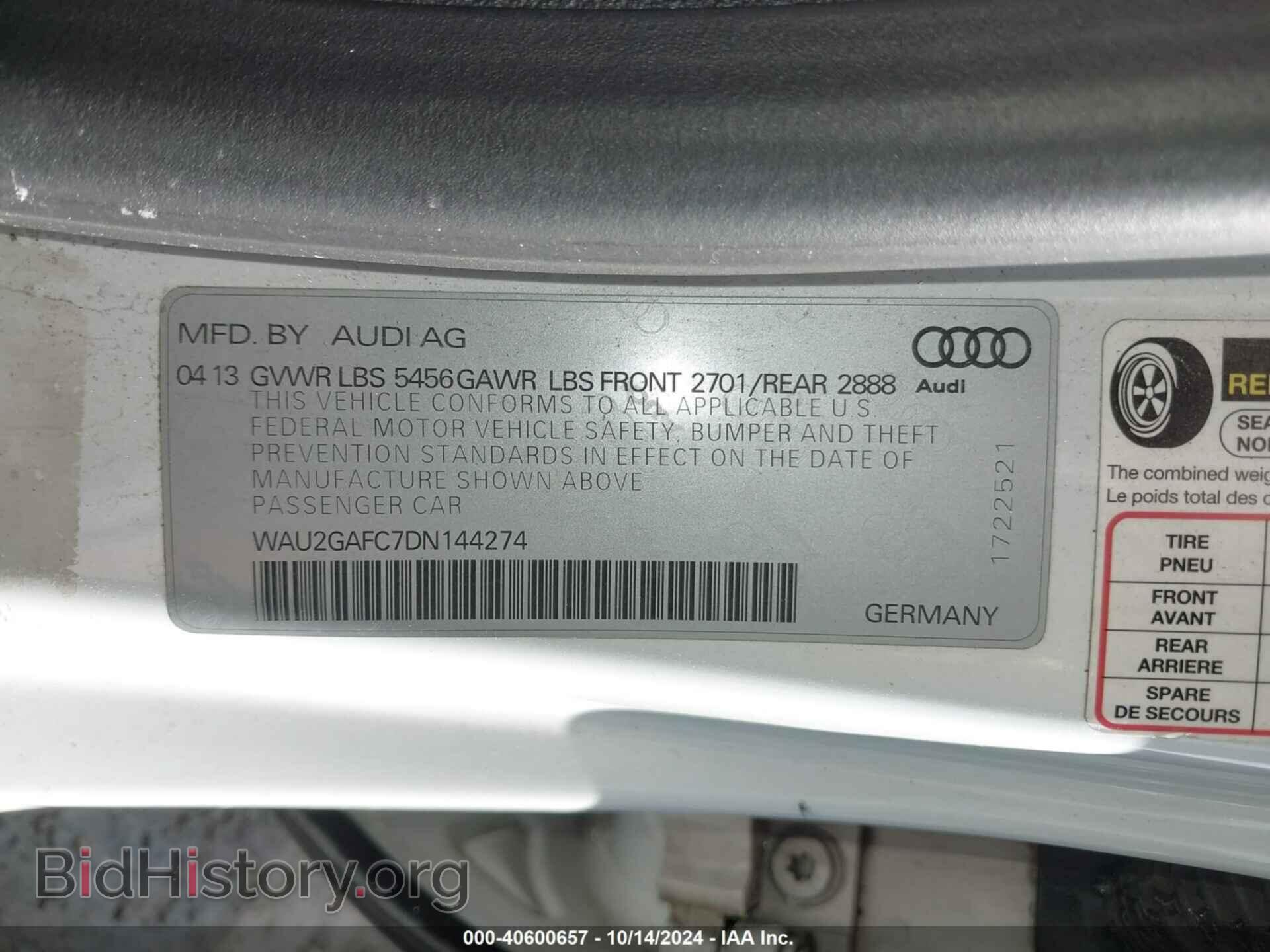2013 AUDI A7 - VIN: WAU2GAFC7DN144274 - Фото 9