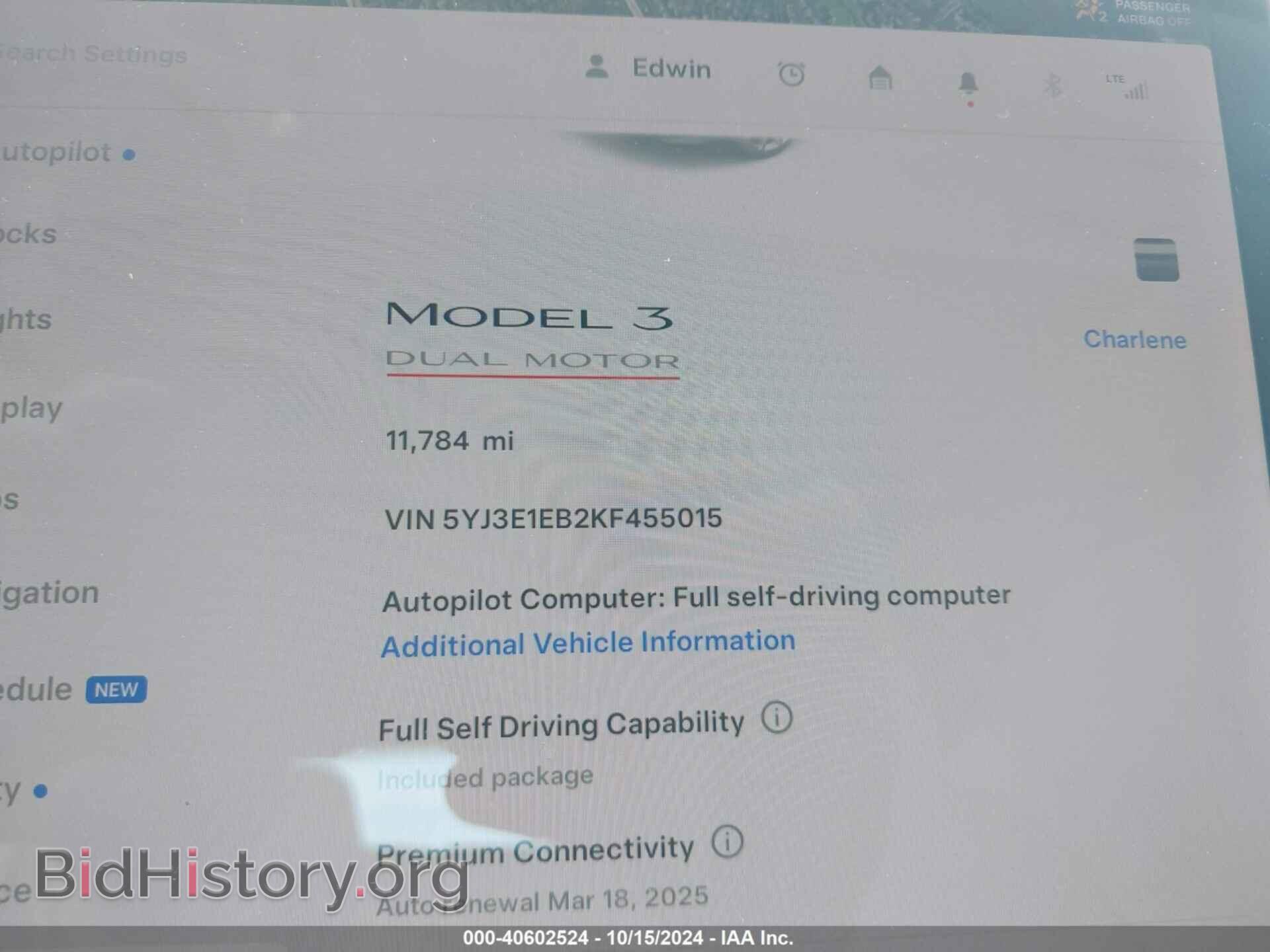 2019 TESLA MODEL 3 - VIN: 5YJ3E1EB2KF455015 - Photo 7