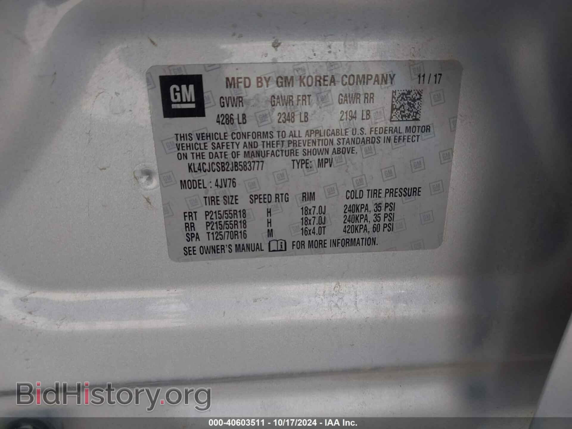 2018 BUICK ENCORE - VIN: KL4CJCSB2JB583777 - Photo 9