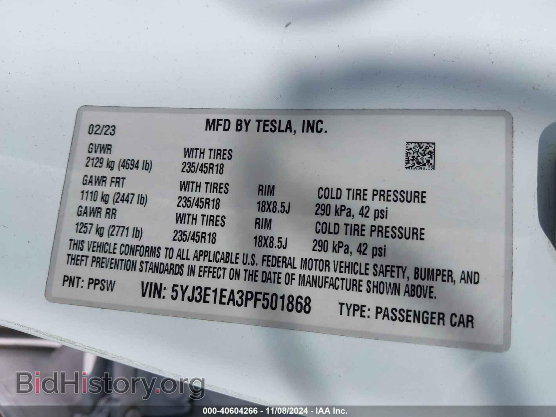 2023 TESLA MODEL 3 - VIN: 5YJ3E1EA3PF501868 - Фото 9