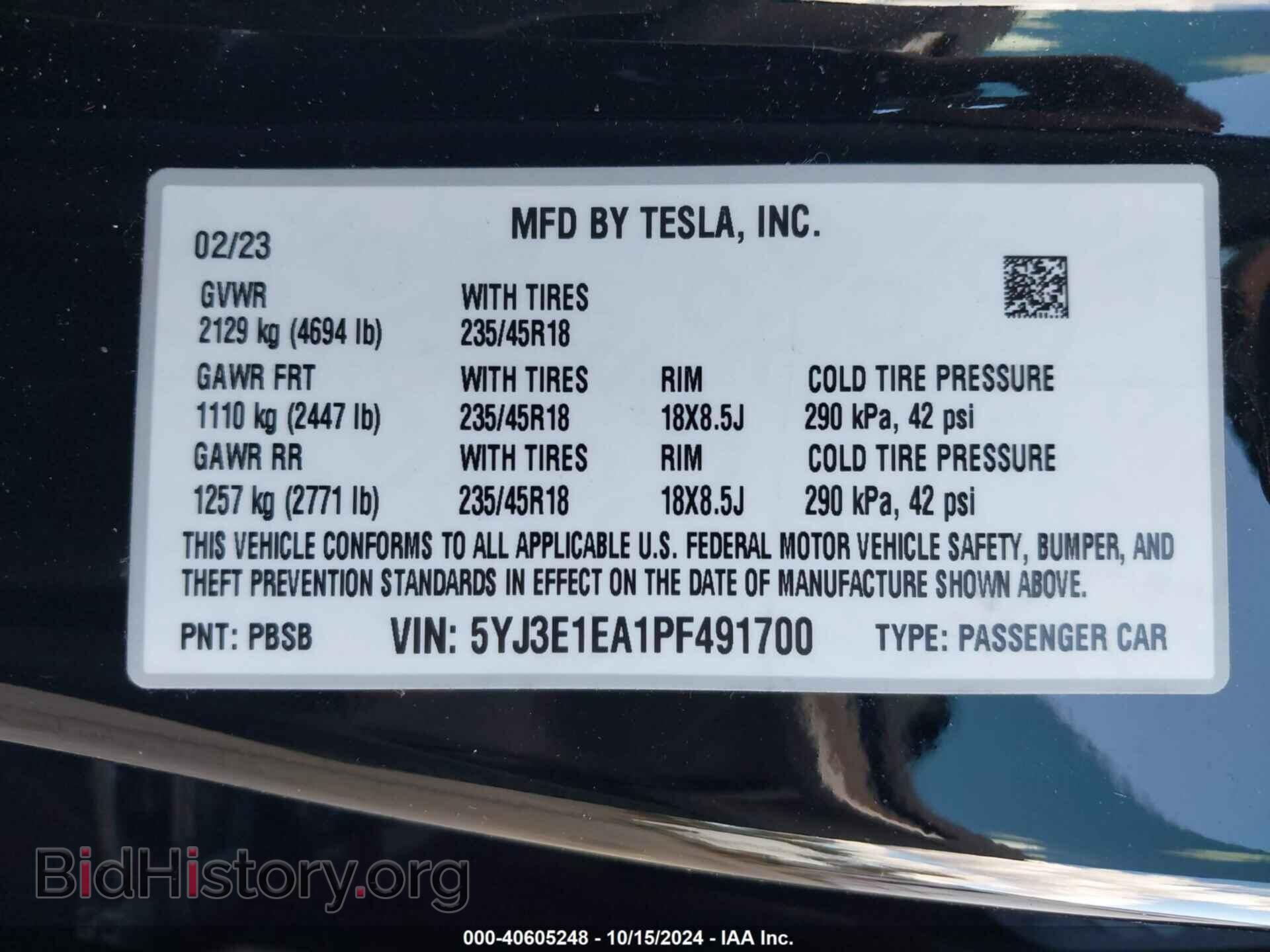2023 TESLA MODEL 3 - VIN: 5YJ3E1EA1PF491700 - Фото 9