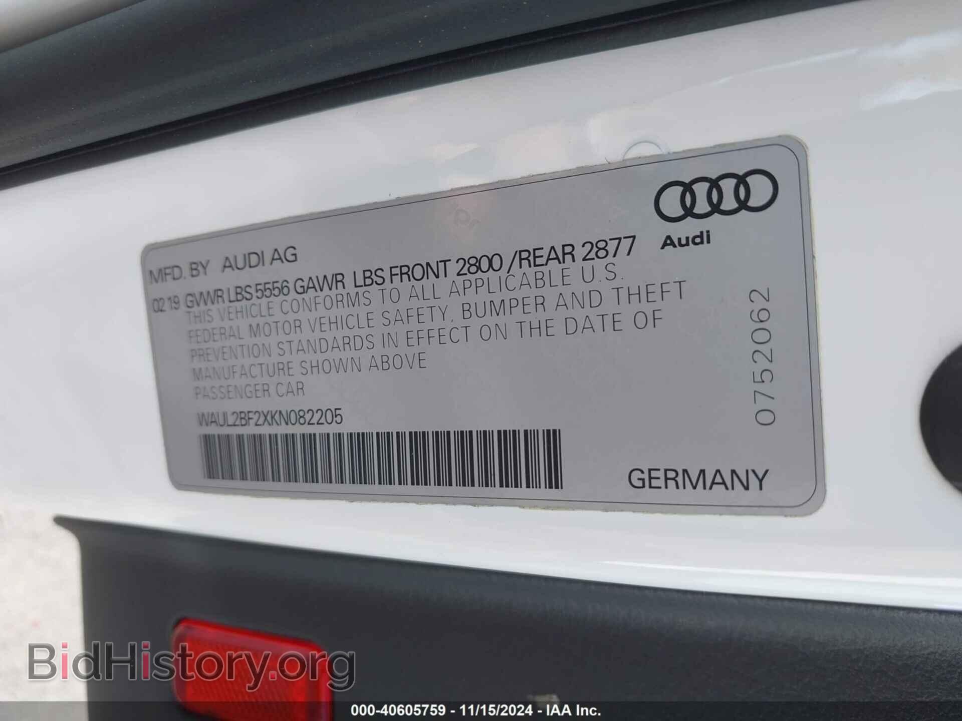 2019 AUDI A6 - VIN: WAUL2BF2XKN082205 - Фото 9