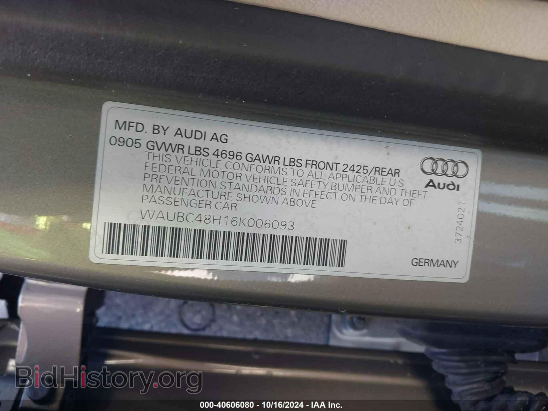 2006 AUDI A4 - VIN: WAUBC48H16K006093 - Фото 9