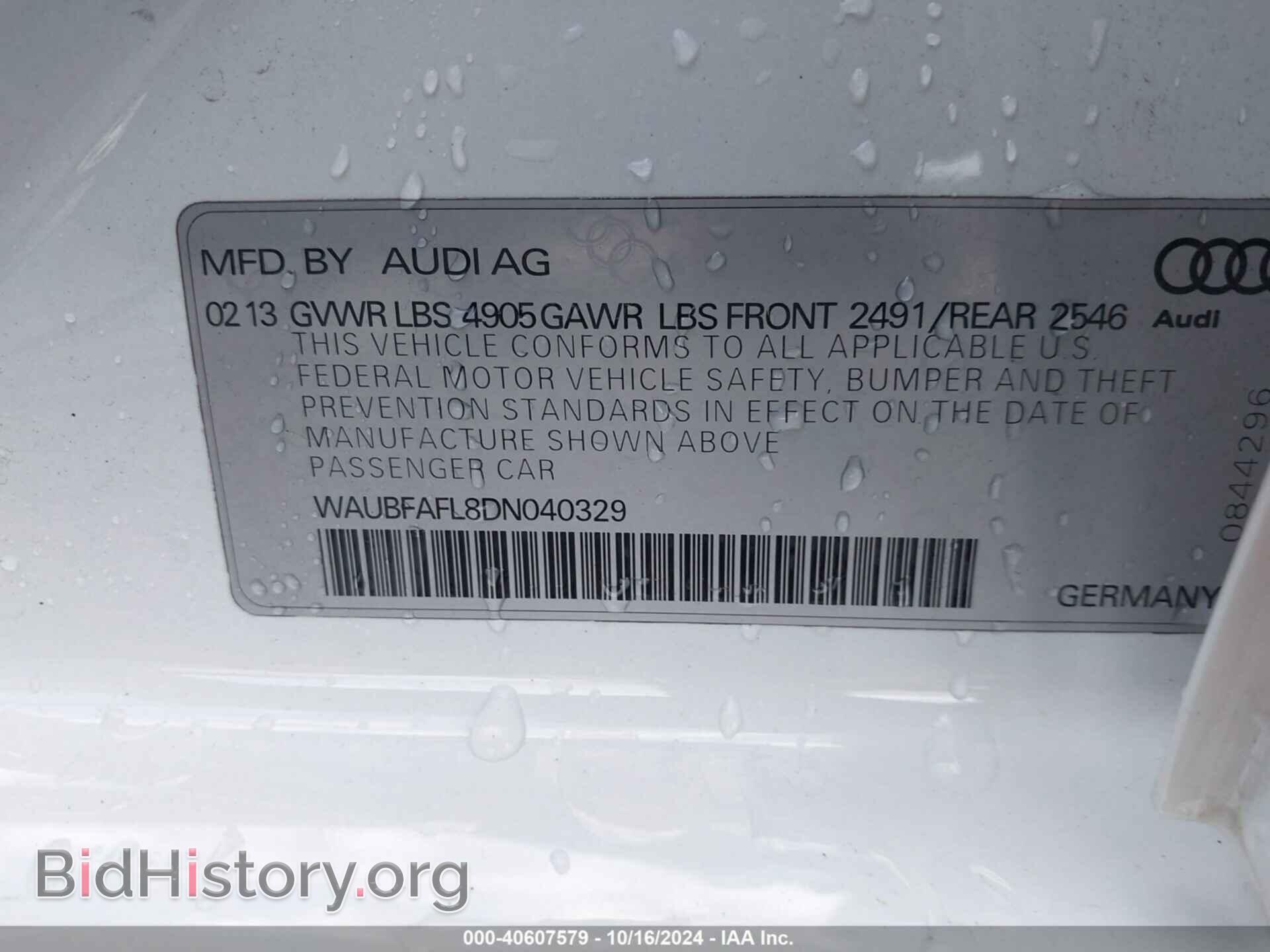 2013 AUDI A4 - VIN: WAUBFAFL8DN040329 - Фото 9