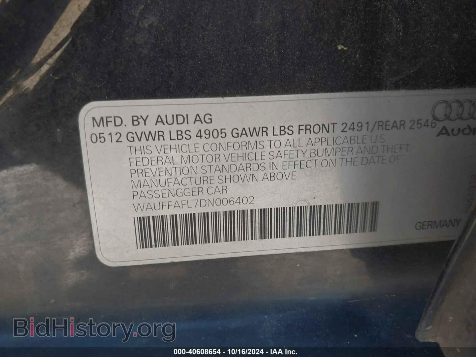 2013 AUDI A4 - VIN: WAUFFAFL7DN006402 - Фото 9