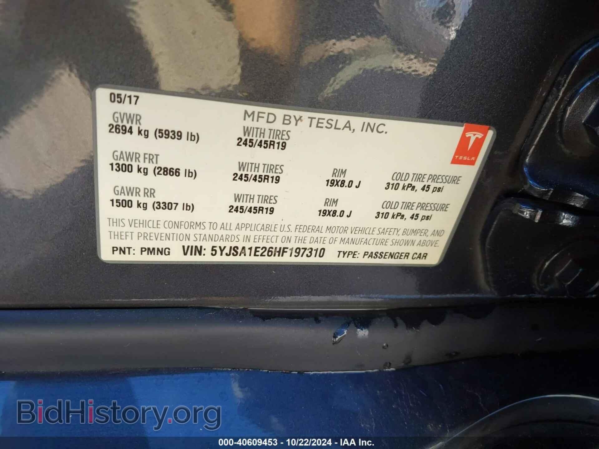 2017 TESLA MODEL S - VIN: 5YJSA1E26HF197310 - Photo 9