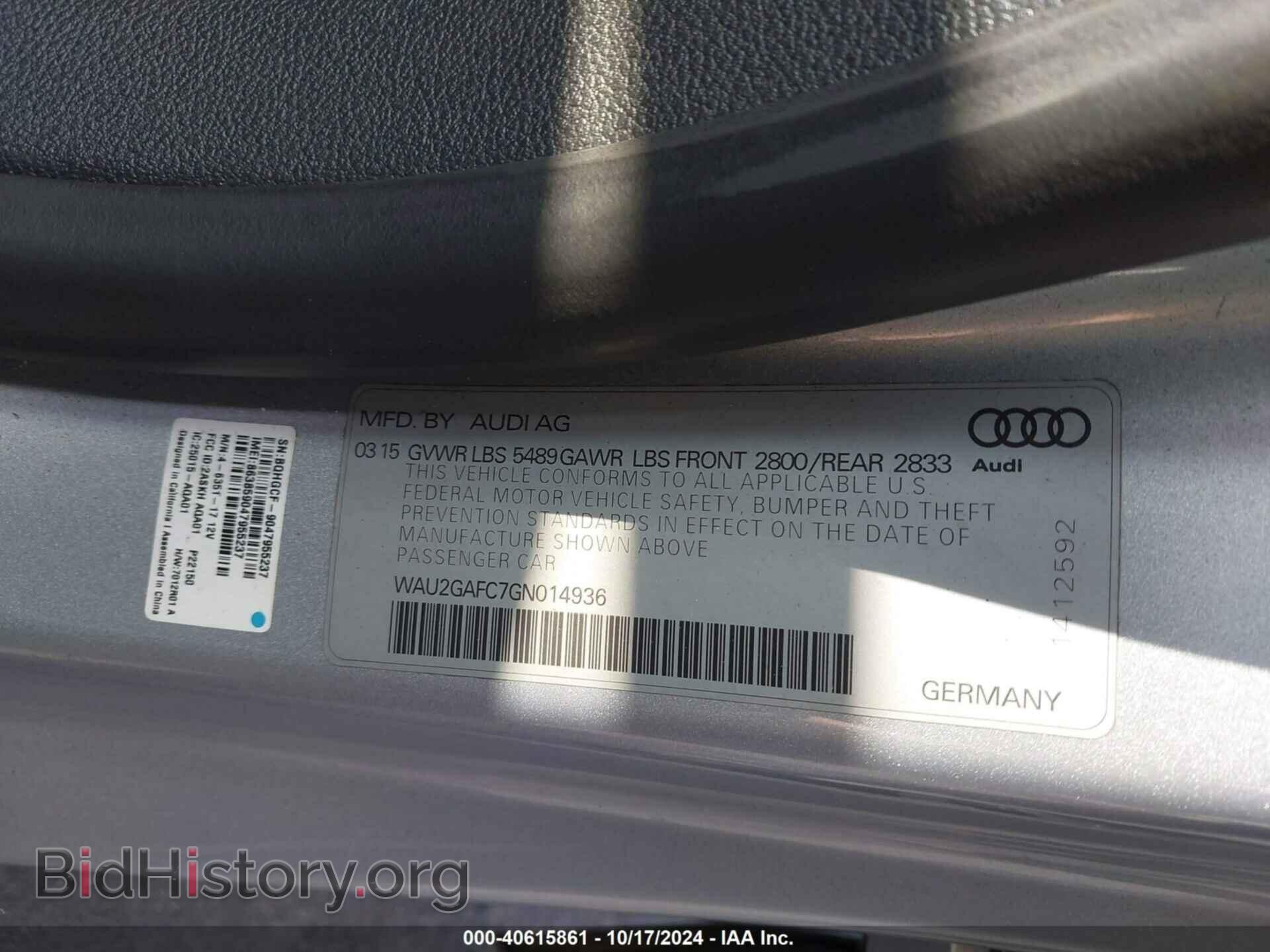 2016 AUDI A7 - VIN: WAU2GAFC7GN014936 - Фото 9
