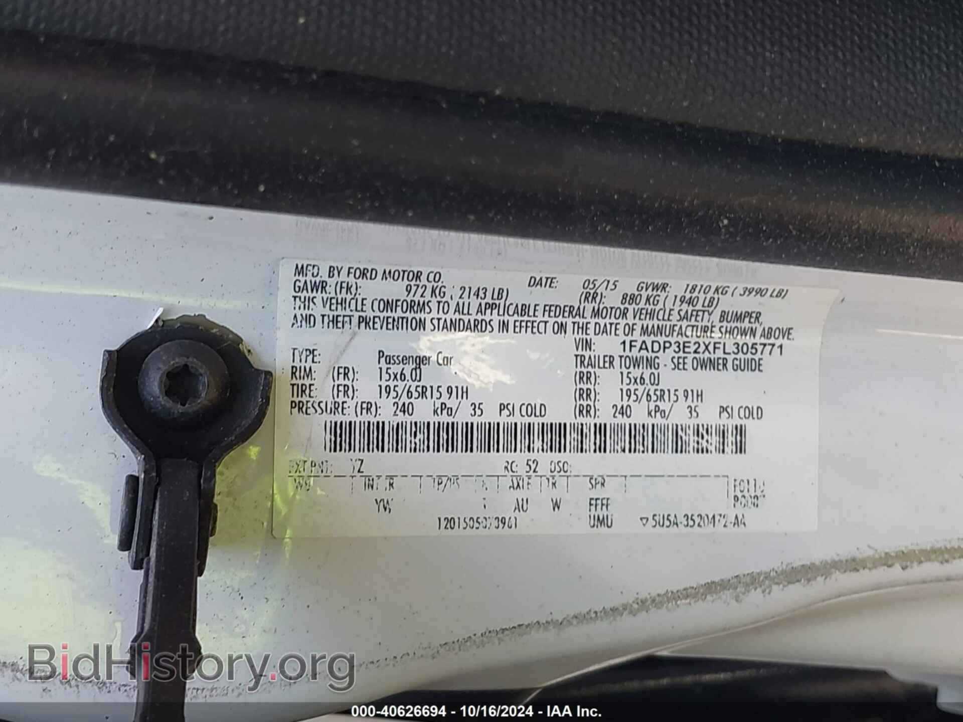 2015 FORD FOCUS - VIN: 1FADP3E2XFL305771 - Фото 9