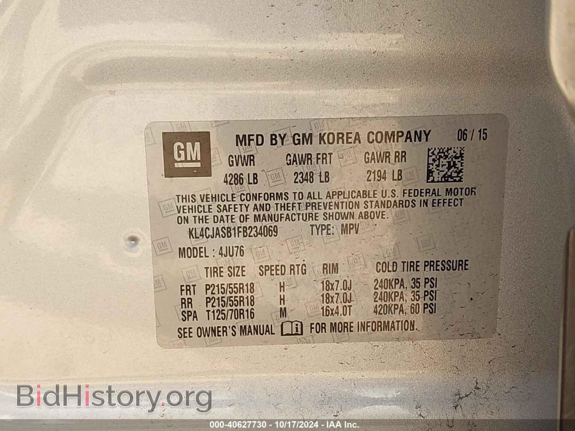 2015 BUICK ENCORE - VIN: KL4CJASB1FB234069 - Photo 9