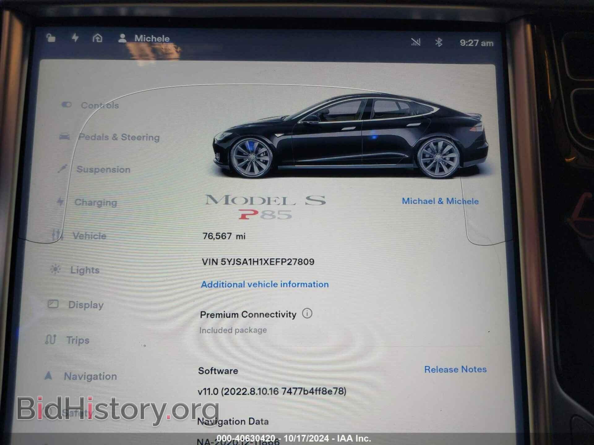 2014 TESLA MODEL S - VIN: 5YJSA1H1XEFP27809 - Photo 7