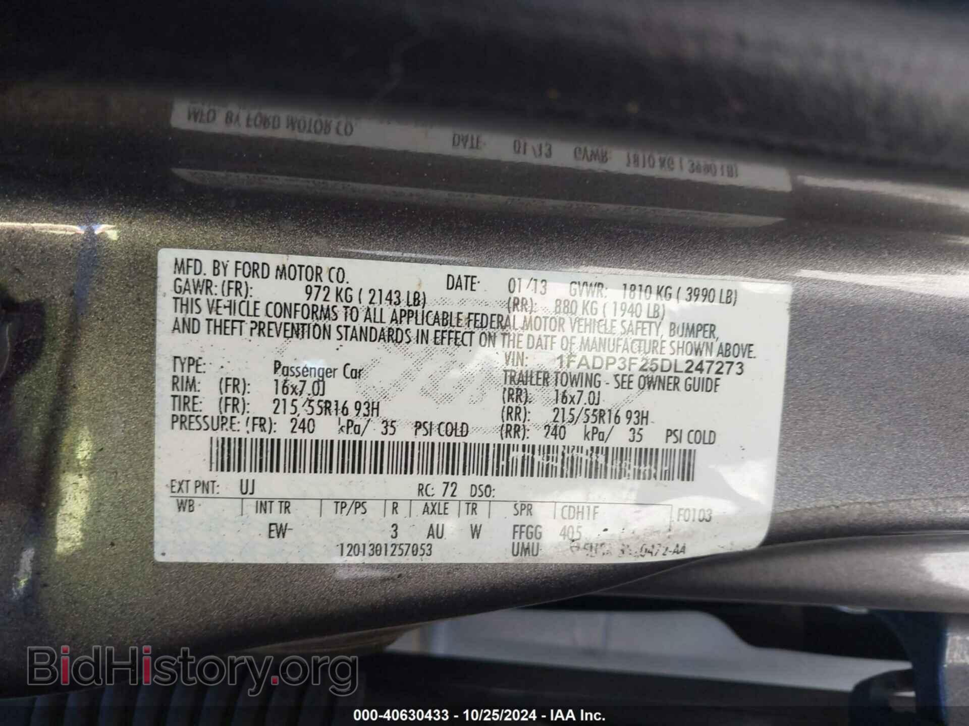 2013 FORD FOCUS - VIN: 1FADP3F25DL247273 - Фото 9