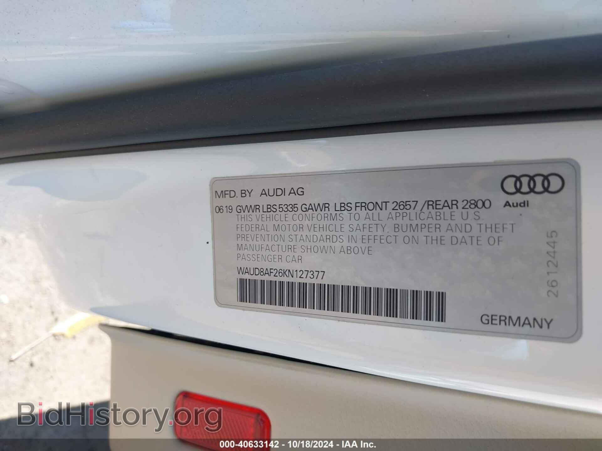 2019 AUDI A6 - VIN: WAUD8AF26KN127377 - Фото 9