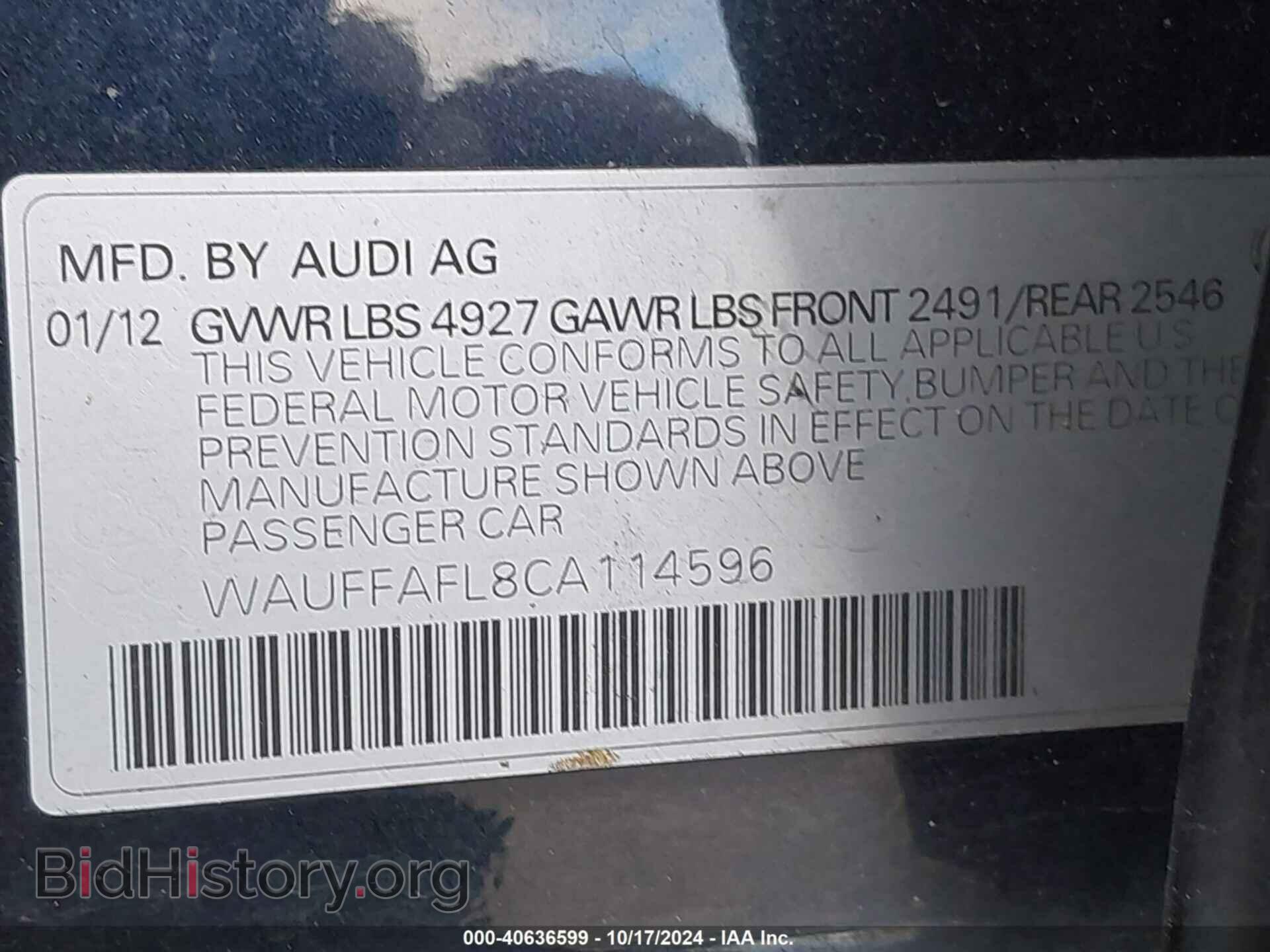 2012 AUDI A4 - VIN: WAUFFAFL8CA114596 - Фото 9