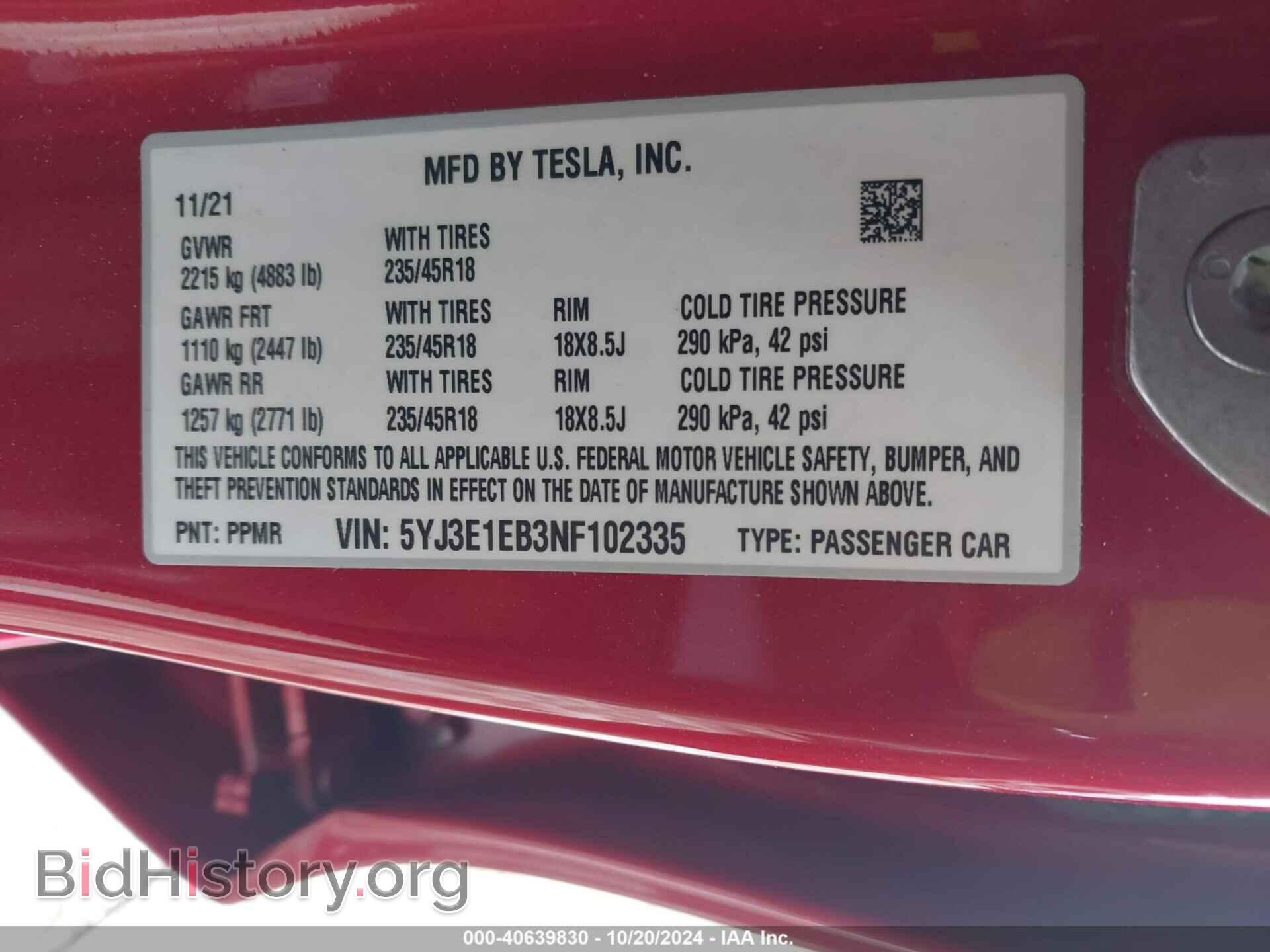 2022 TESLA MODEL 3 - VIN: 5YJ3E1EB3NF102335 - Фото 9