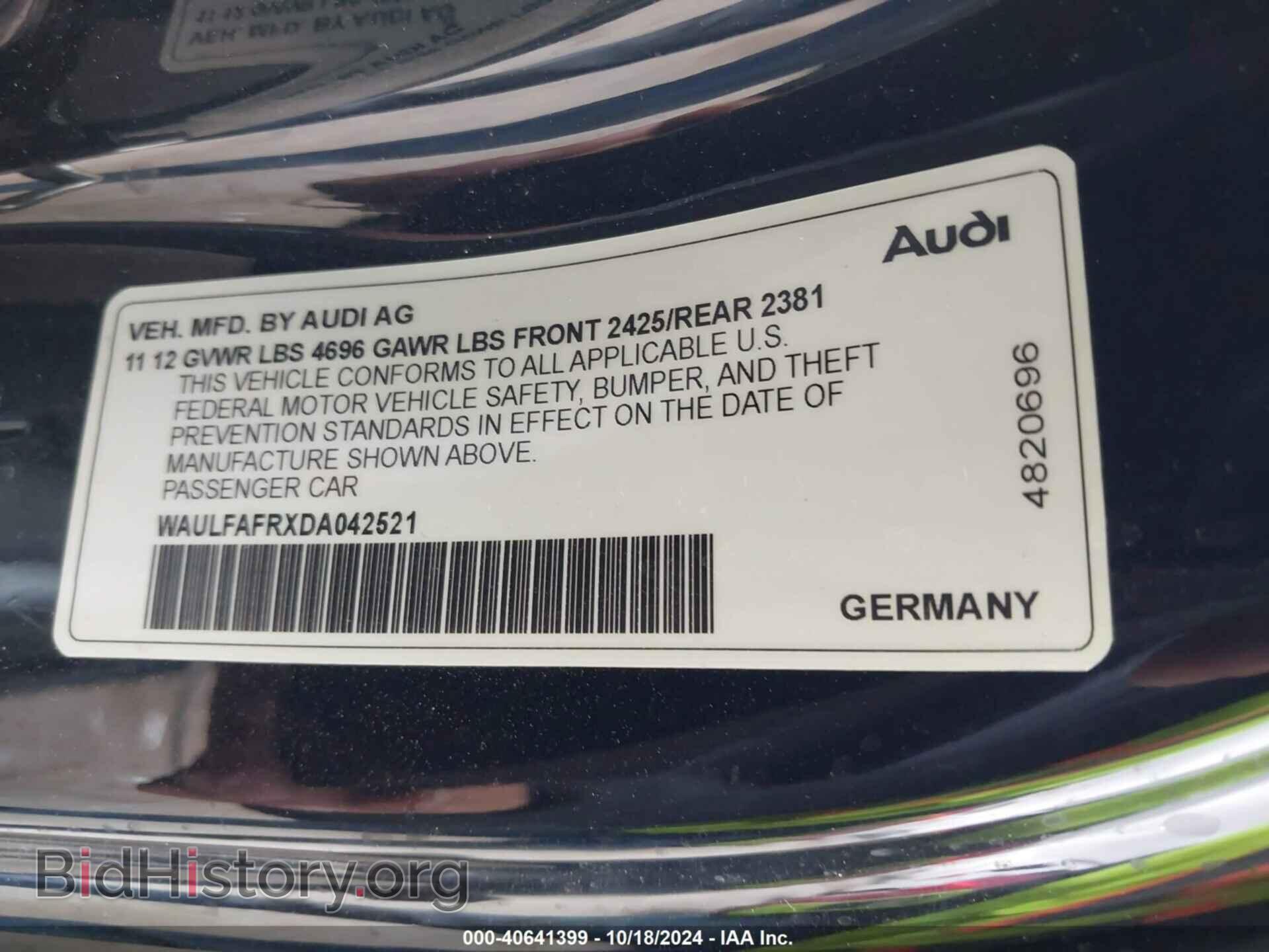 2013 AUDI A5 - VIN: WAULFAFRXDA042521 - Photo 9