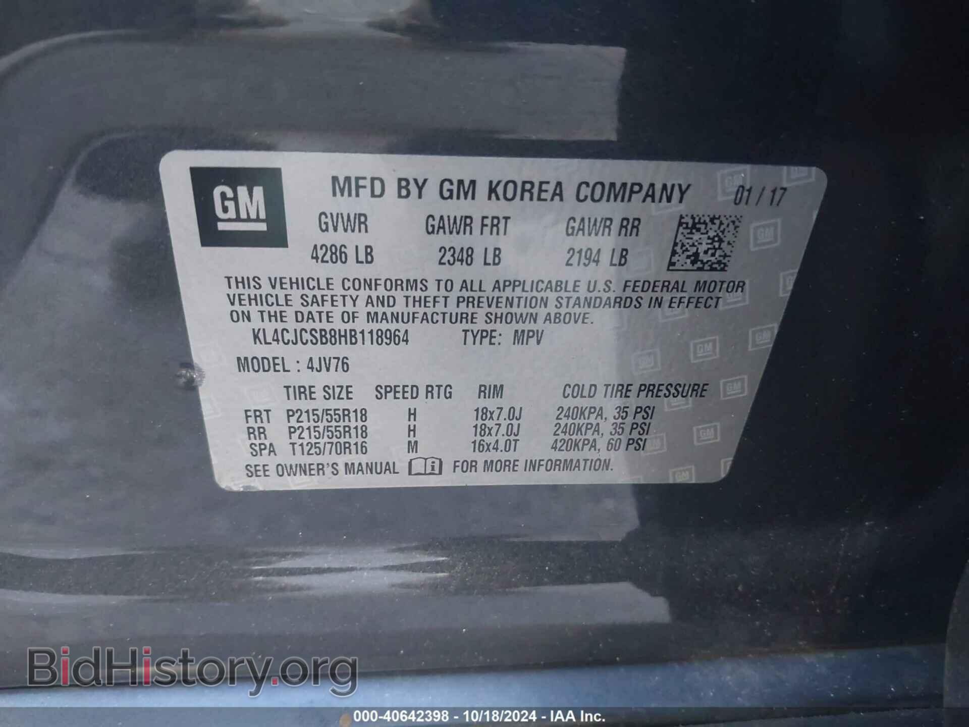2017 BUICK ENCORE - VIN: KL4CJCSB8HB118964 - Фото 9