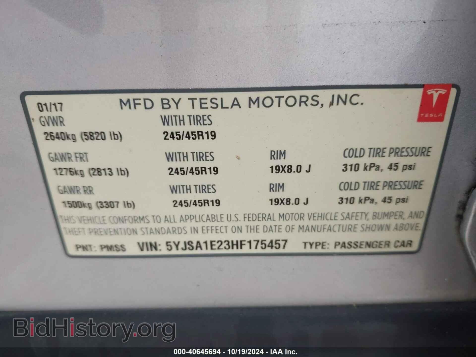 2017 TESLA MODEL S - VIN: 5YJSA1E23HF175457 - Photo 9