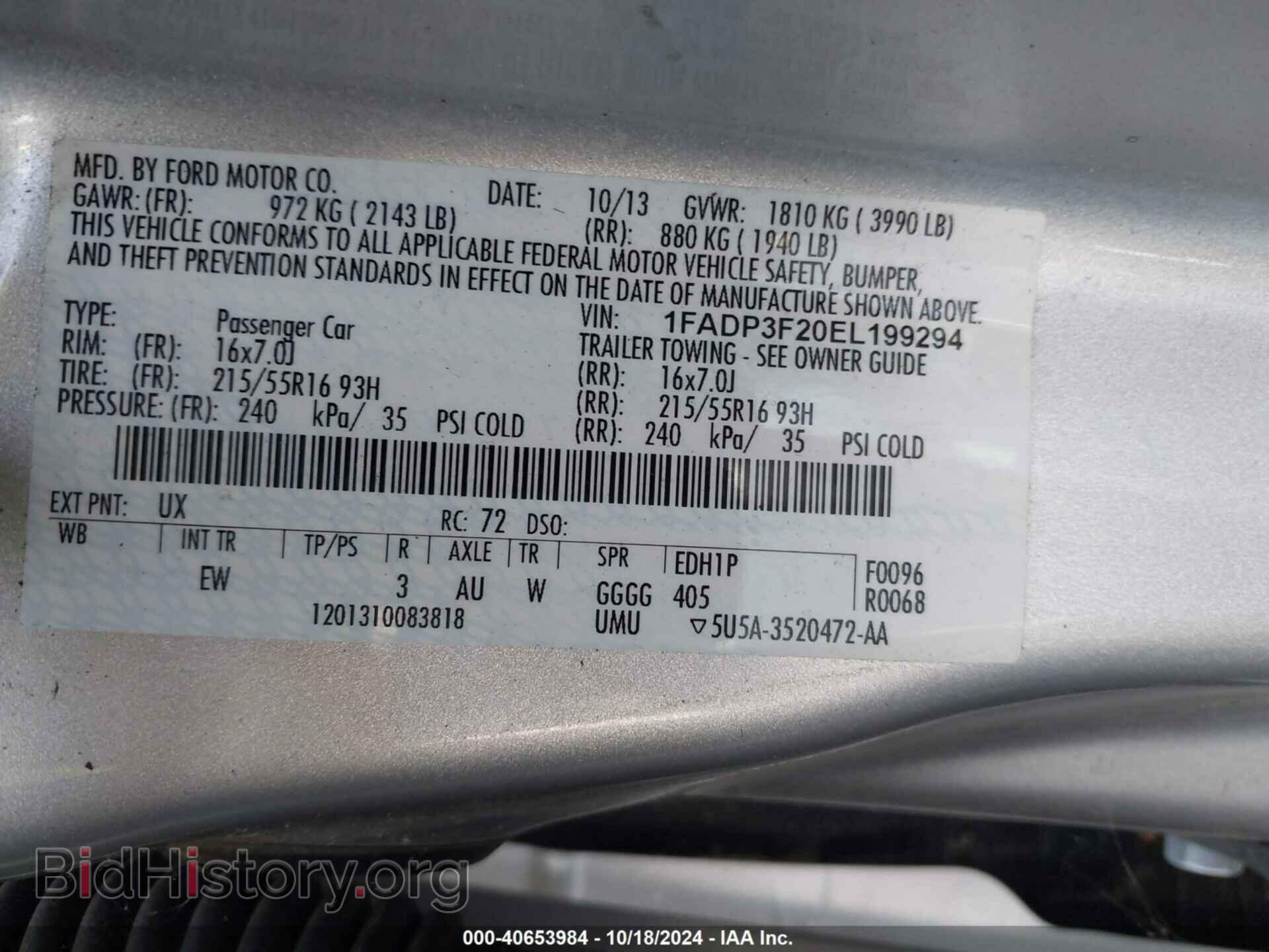 2014 FORD FOCUS - VIN: 1FADP3F20EL199294 - Фото 9