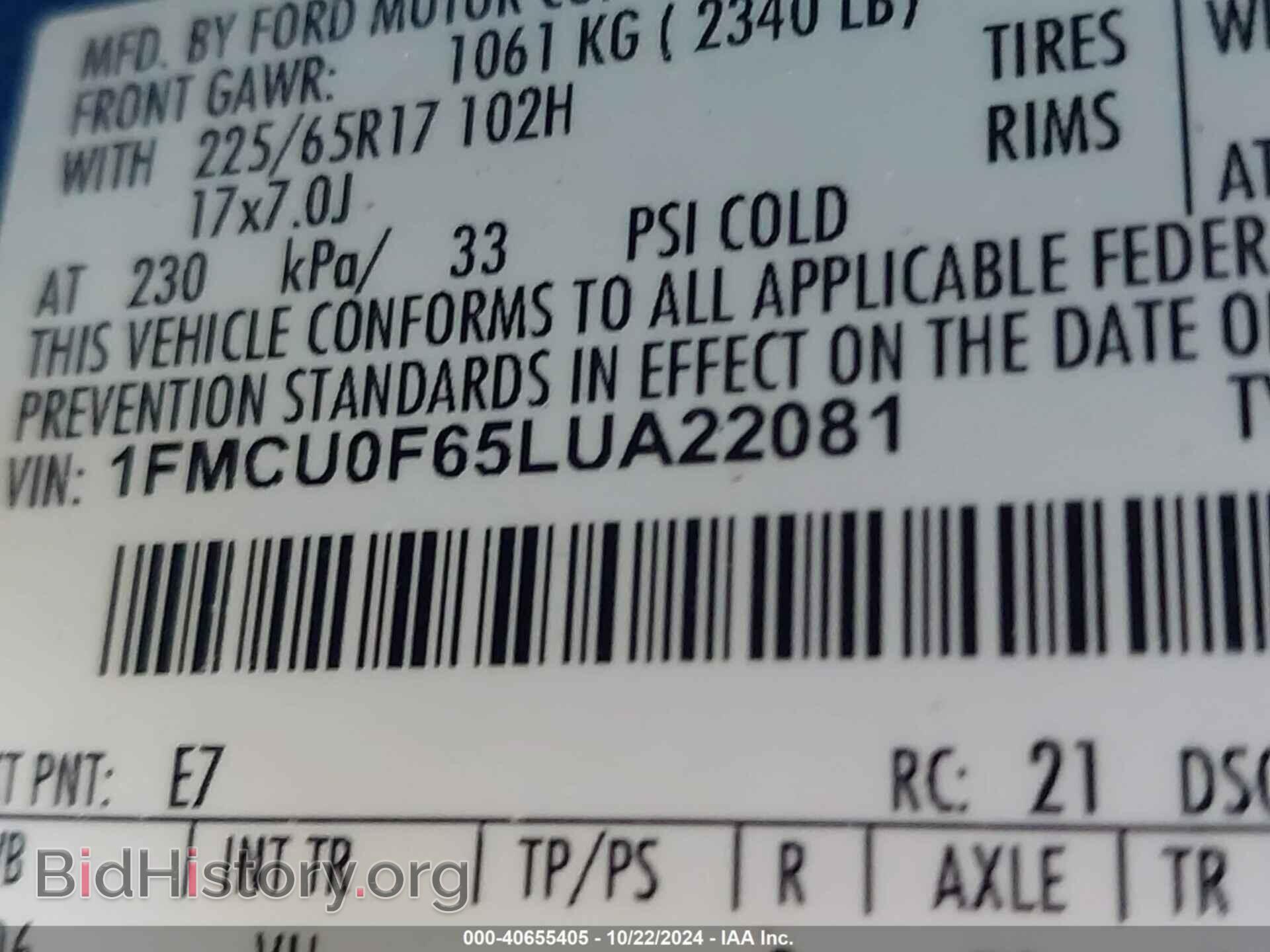 2020 FORD ESCAPE - VIN: 1FMCU0F65LUA22081 - Photo 9