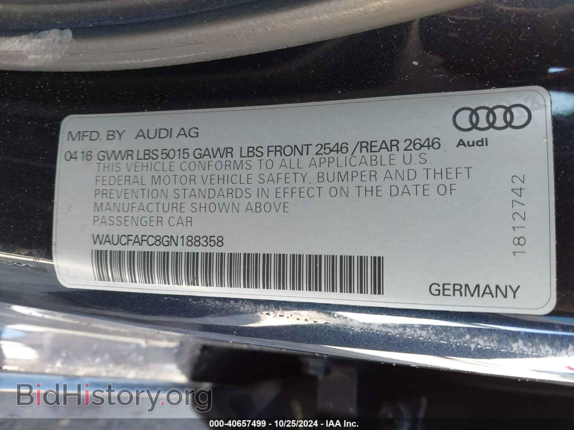 2016 AUDI A6 - VIN: WAUCFAFC8GN188358 - Фото 9
