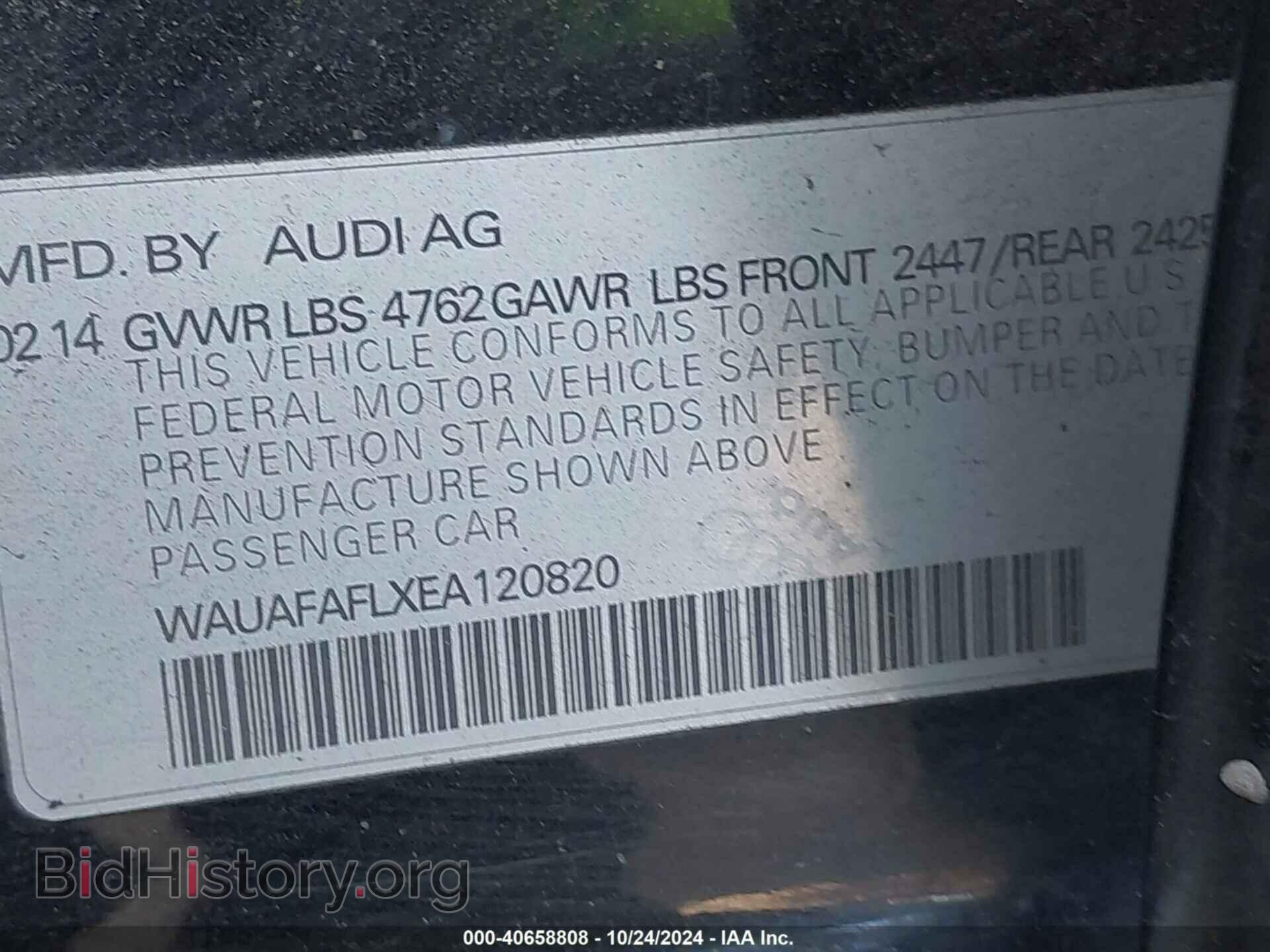 2014 AUDI A4 - VIN: WAUAFAFLXEA120820 - Фото 9