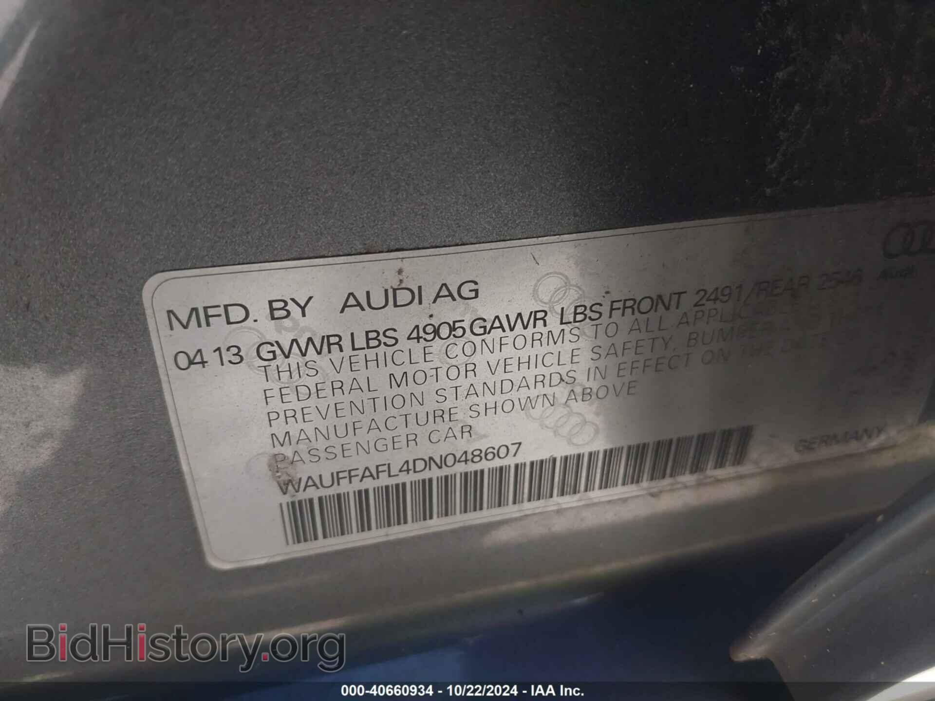 2013 AUDI A4 - VIN: WAUFFAFL4DN048607 - Фото 9
