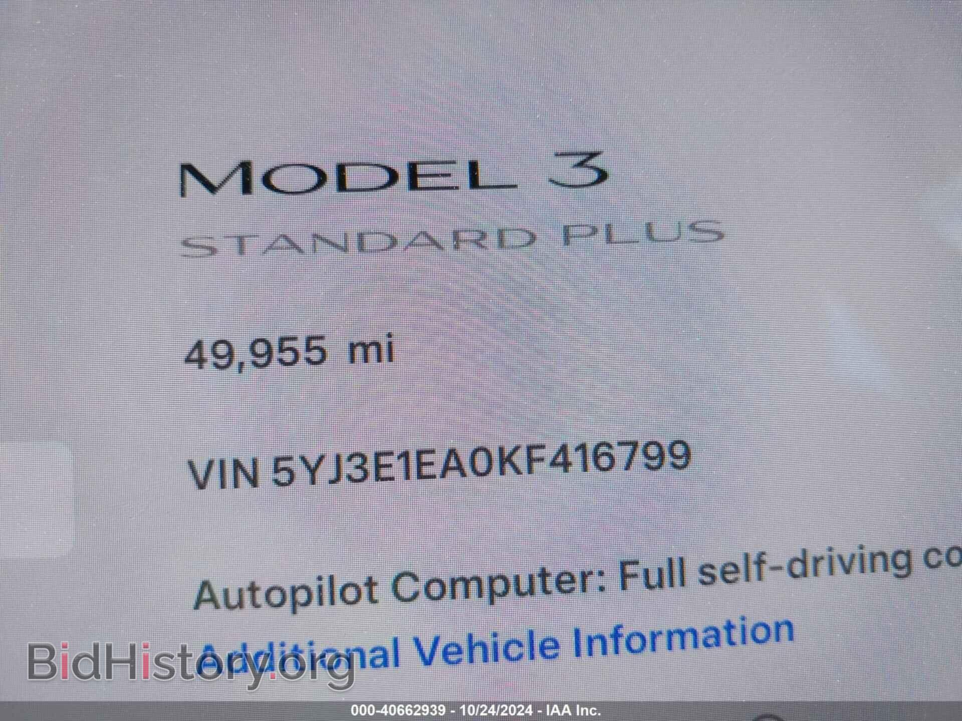 2019 TESLA MODEL 3 - VIN: 5YJ3E1EA0KF416799 - Фото 7