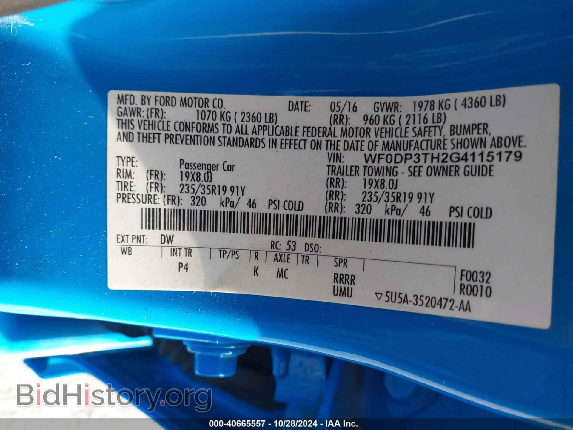 2016 FORD FOCUS RS - VIN: WF0DP3TH2G4115179 - Фото 9