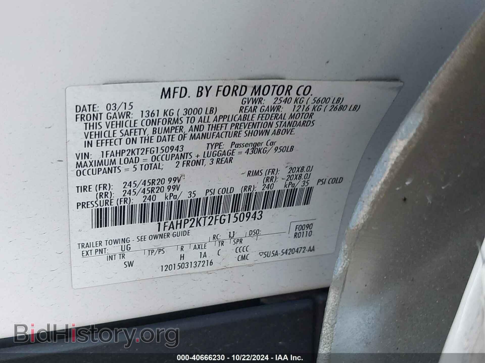2015 FORD TAURUS - VIN: 1FAHP2KT2FG150943 - Photo 9