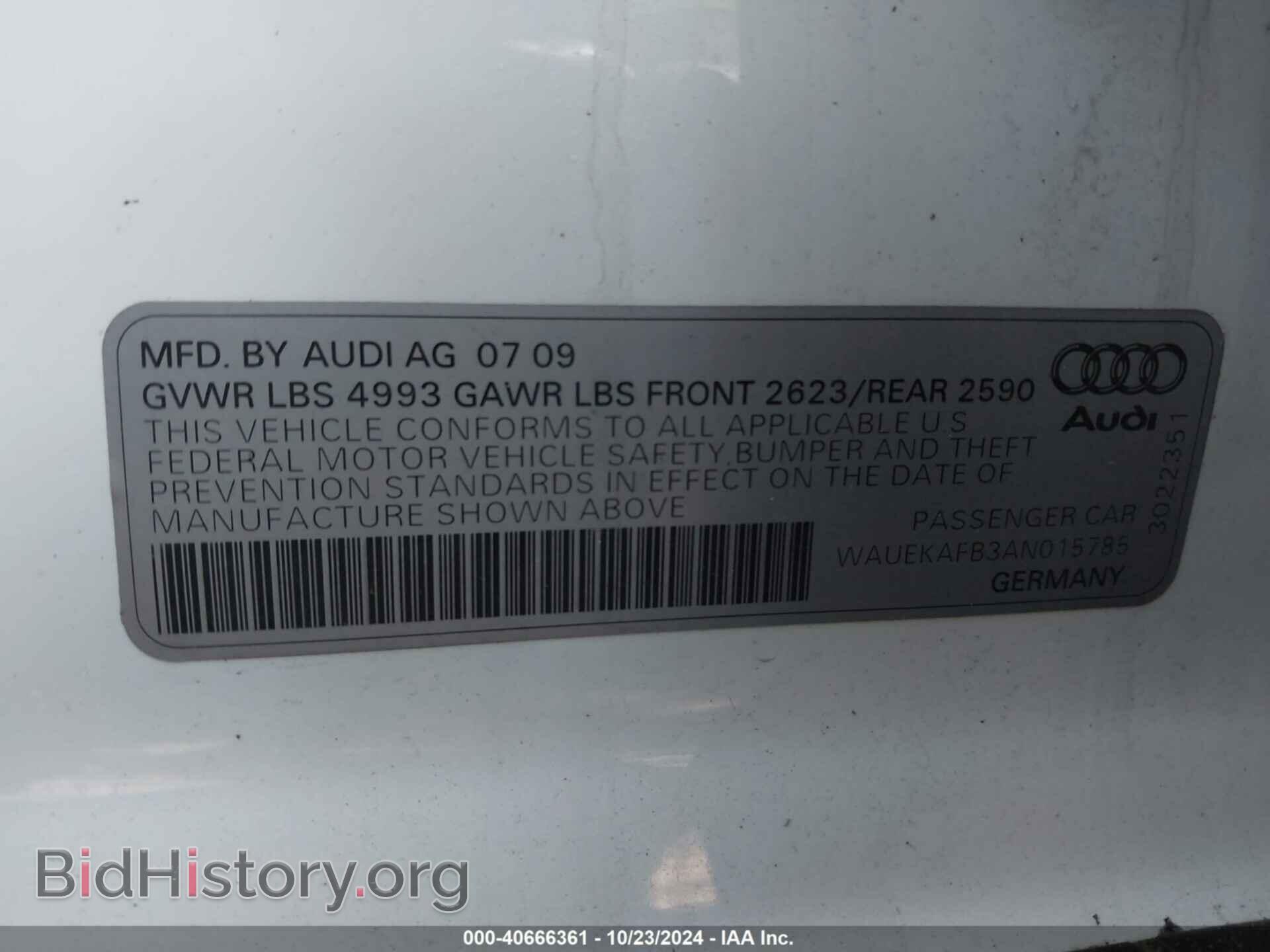 2010 AUDI A6 - VIN: WAUEKAFB3AN015785 - Фото 9