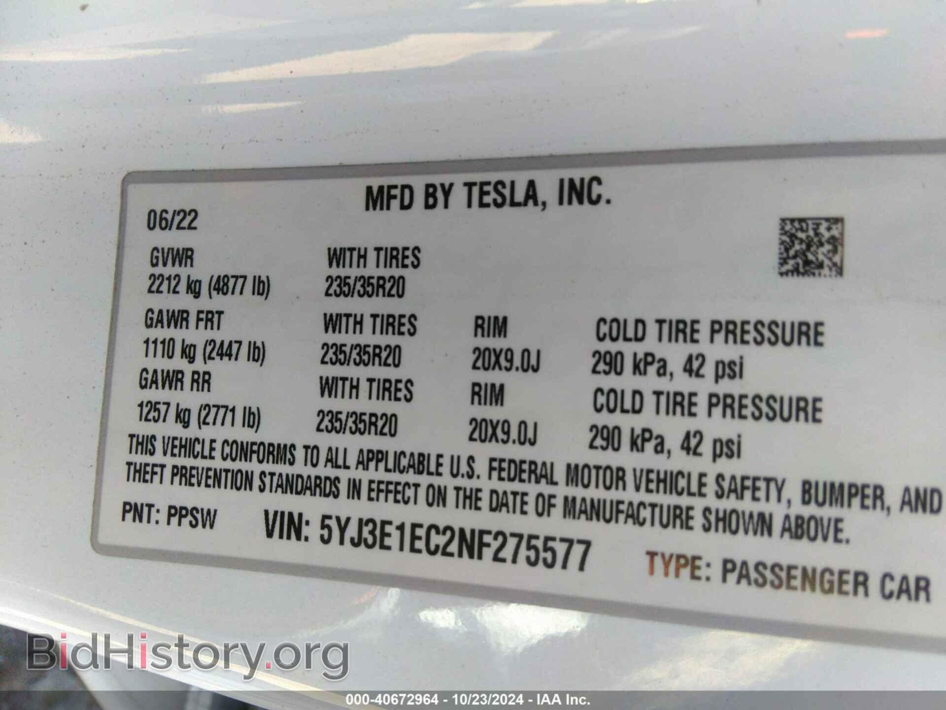 2022 TESLA MODEL 3 - VIN: 5YJ3E1EC2NF275577 - Фото 9